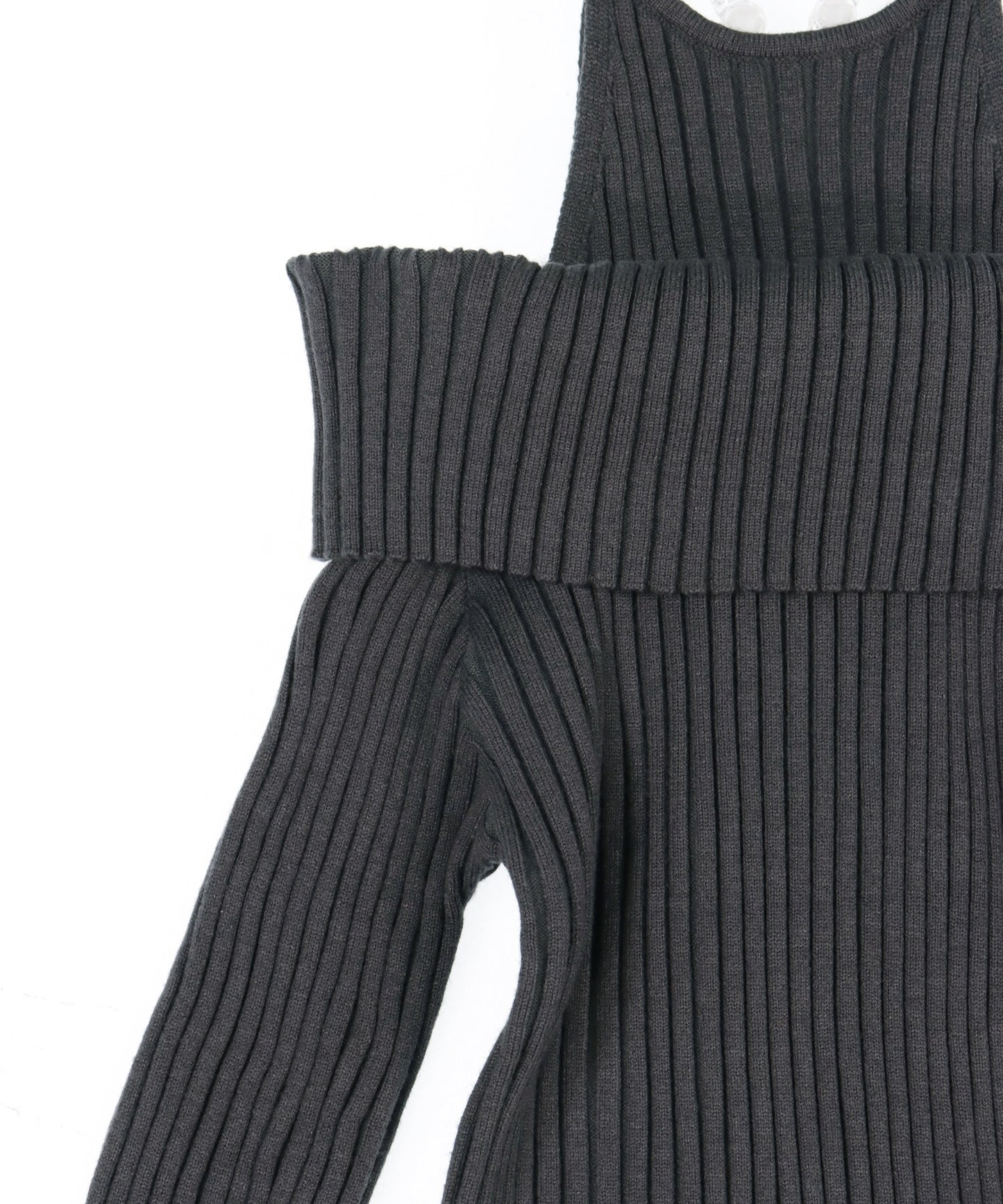 レイヤード見え オフショルダー リブ ニット ミニ ワンピース 157-5951