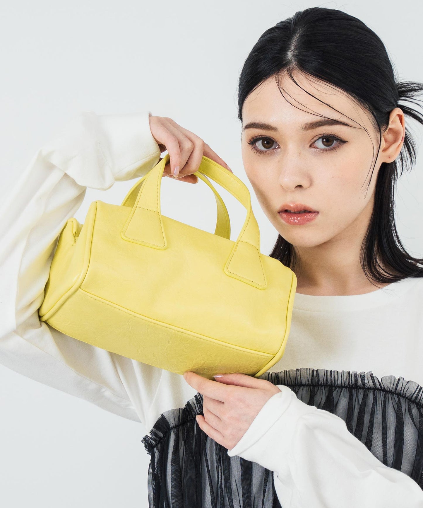 2WAY フェイクレザー 長方形 ハンド バッグ 159-5695