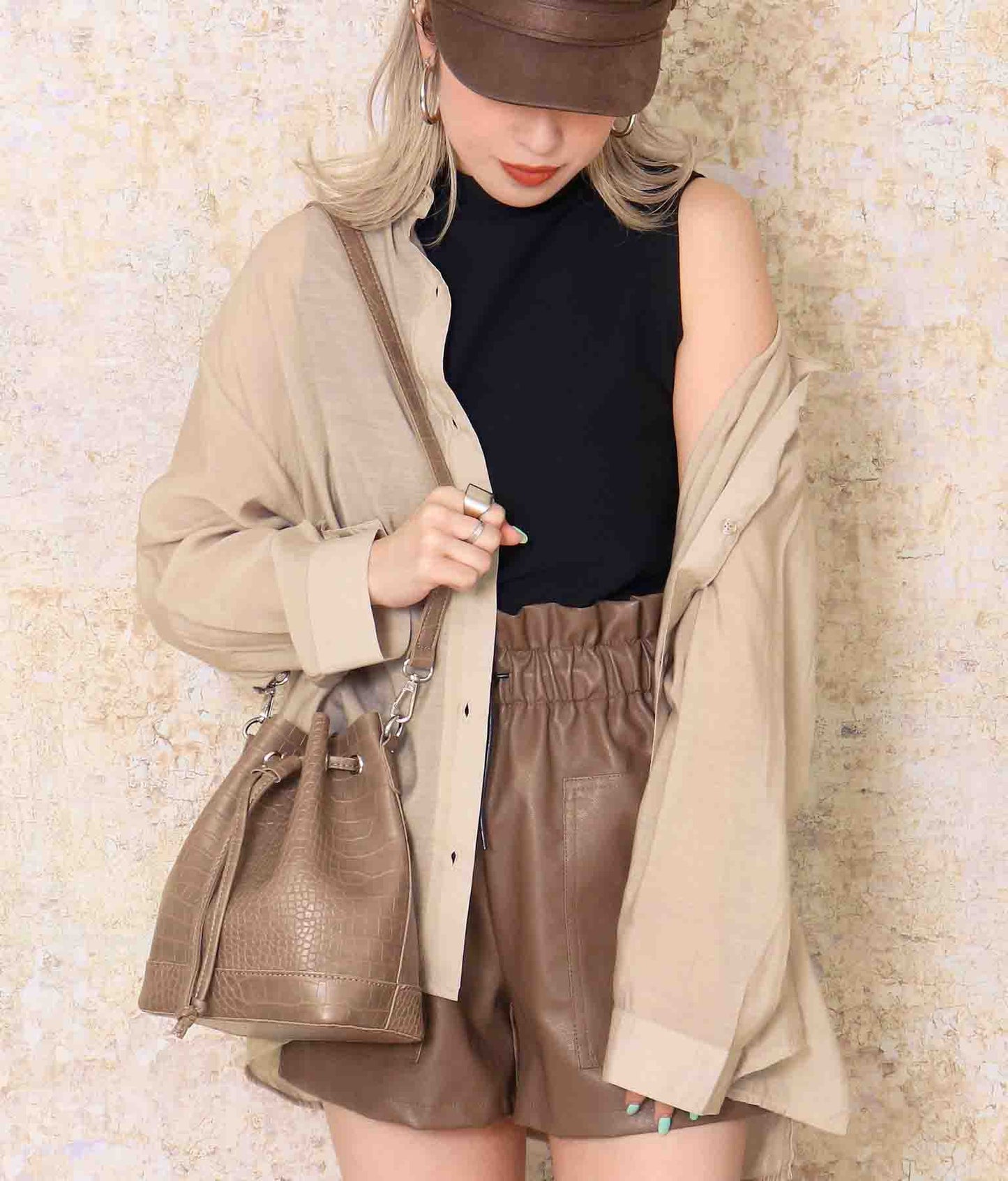 2WAY ショルダー クロコ調 バッグ 159-4703