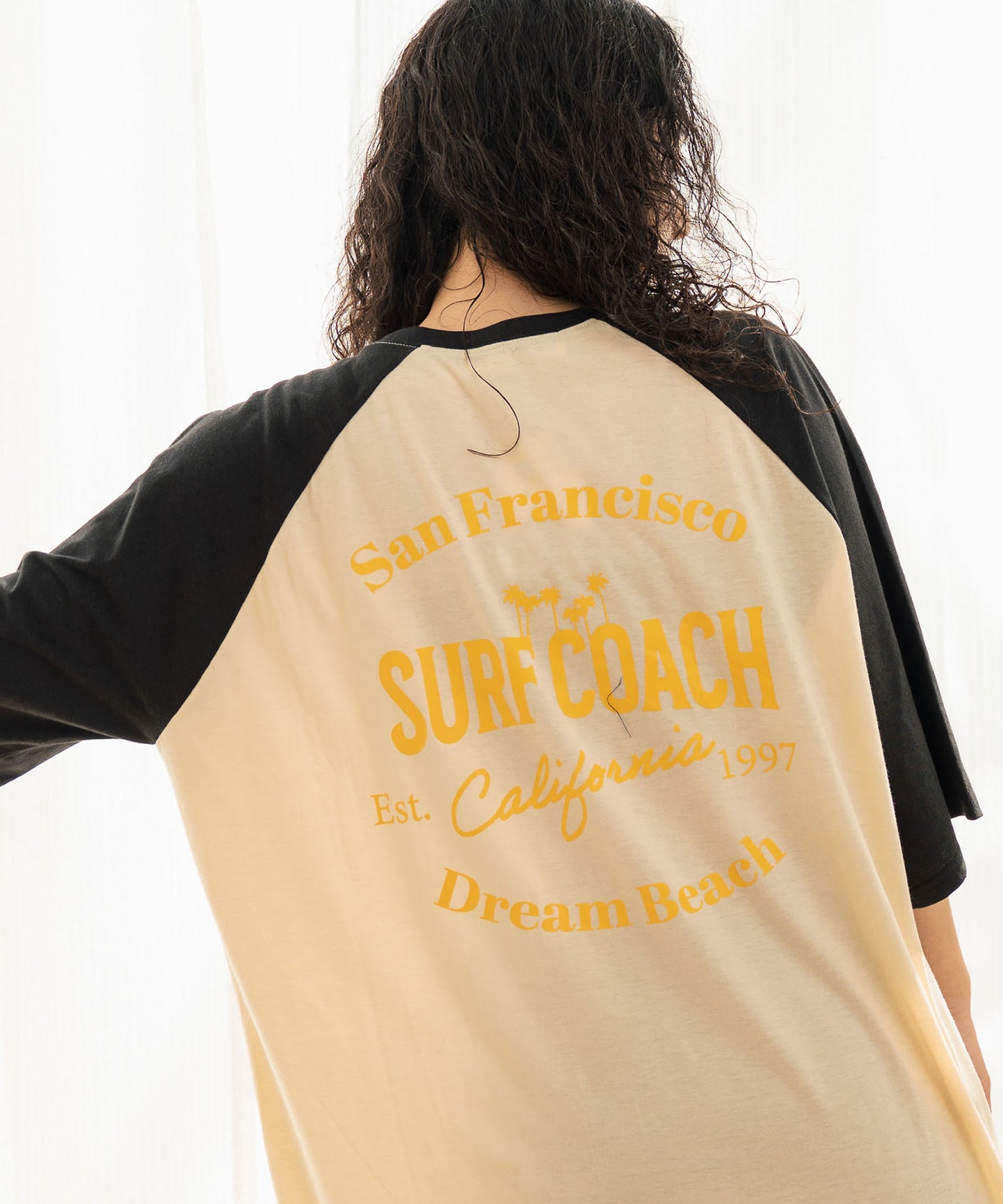 ラグラン サークル ロゴ ビッグ マキシ 5分袖 Tシャツワンピース 857-5952