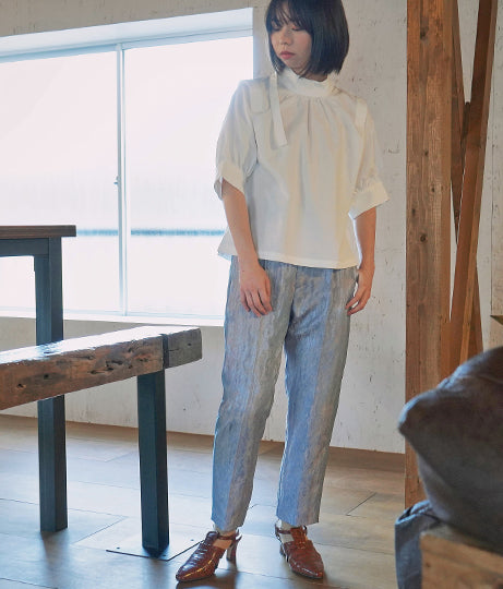 【低身長向けサイズ】サイド切替ジャカードテーパードパンツ 83876