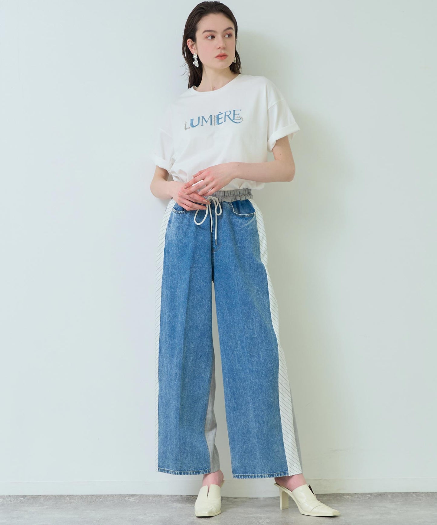 Eimee Law バック ストライプ サイド ライン デニム パンツ 362-9686