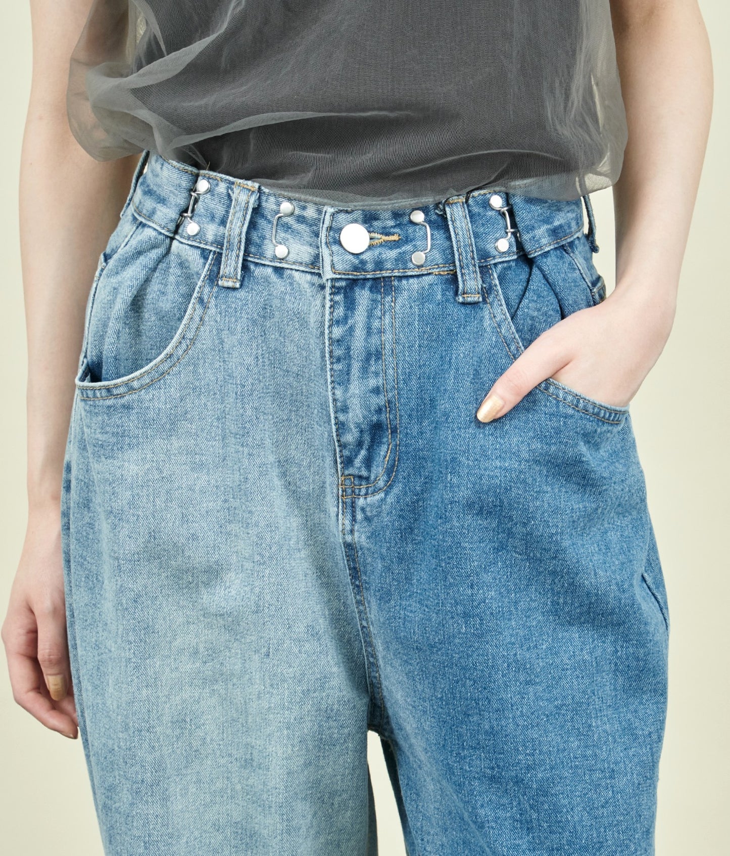 EimeeLaw バイカラー ウエストホック デニム パンツ 362-9708