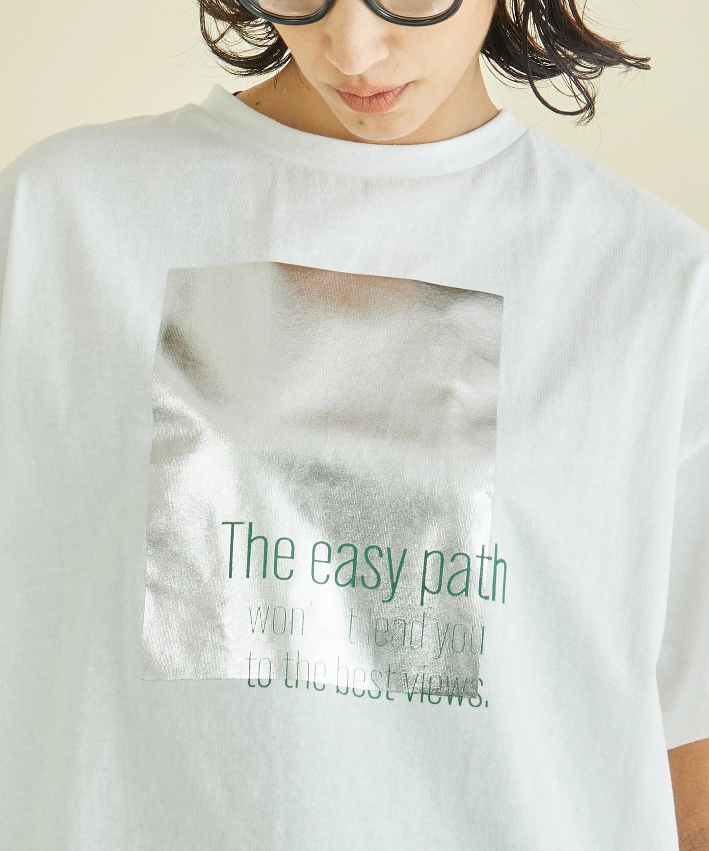 メタリック 箔 プリン ト × カラー ロゴ オーバーサイズ Tシャツ 363-9621