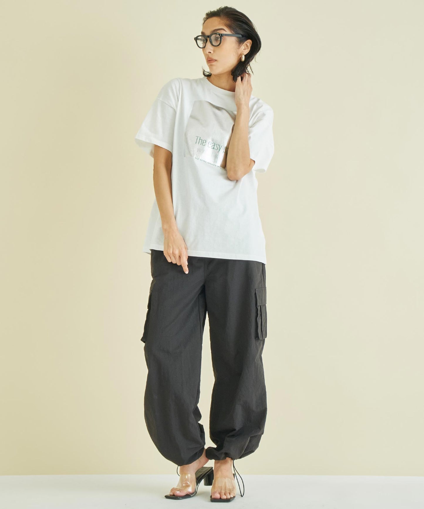 メタリック 箔 プリン ト × カラー ロゴ オーバーサイズ Tシャツ 363-9621