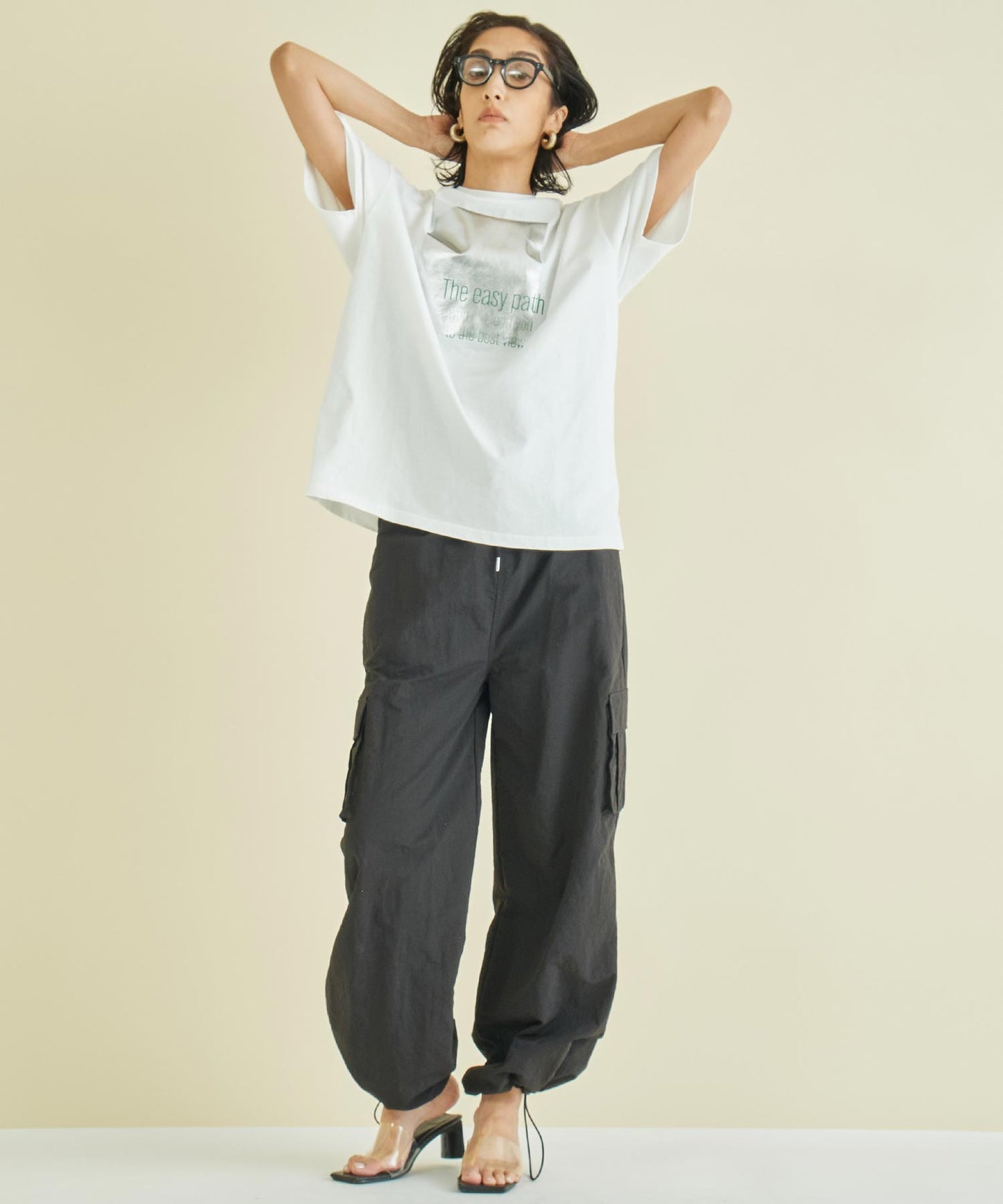メタリック 箔 プリン ト × カラー ロゴ オーバーサイズ Tシャツ 363-9621