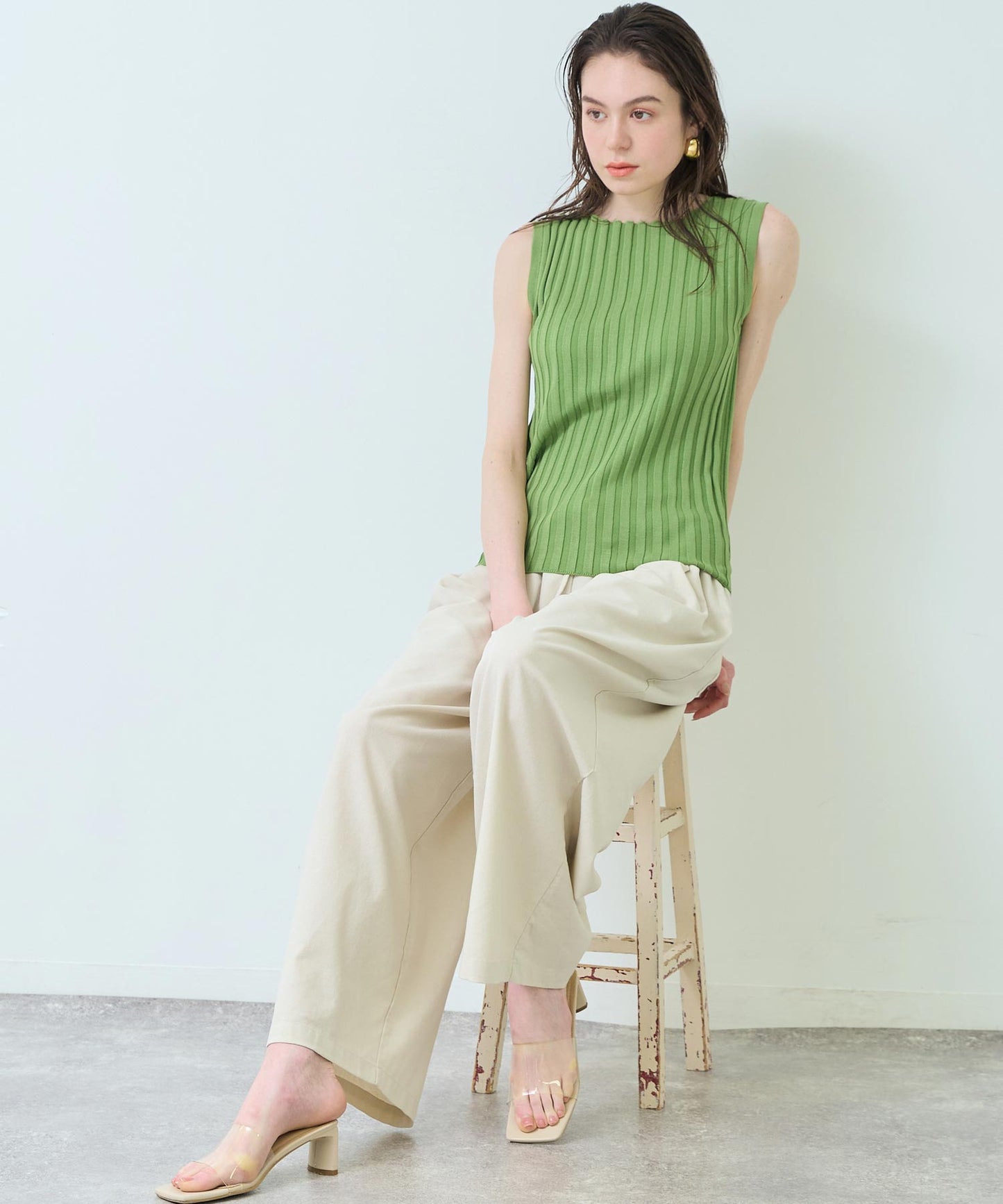ワイド リブ ノースリーブ プルオーバー 363-9630