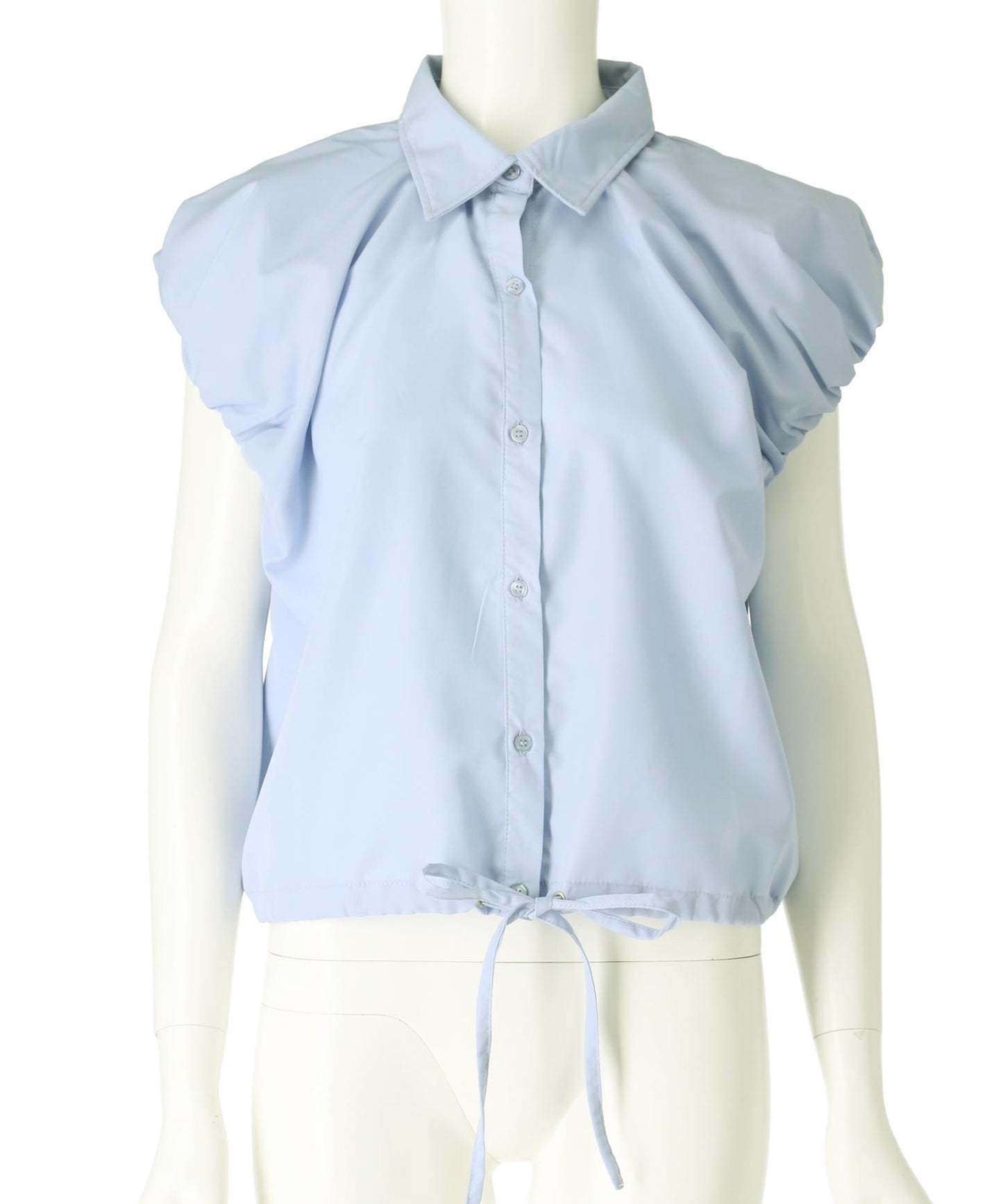 ギャザースリーブ ドローストリング ブロード シャツ 363-9690