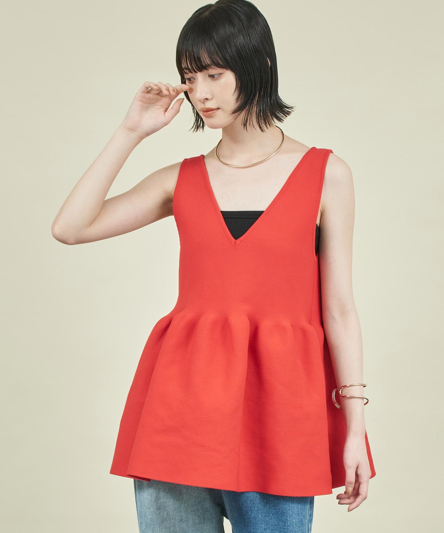 ドライタッチ ペプラム タンクトップ 363-9703