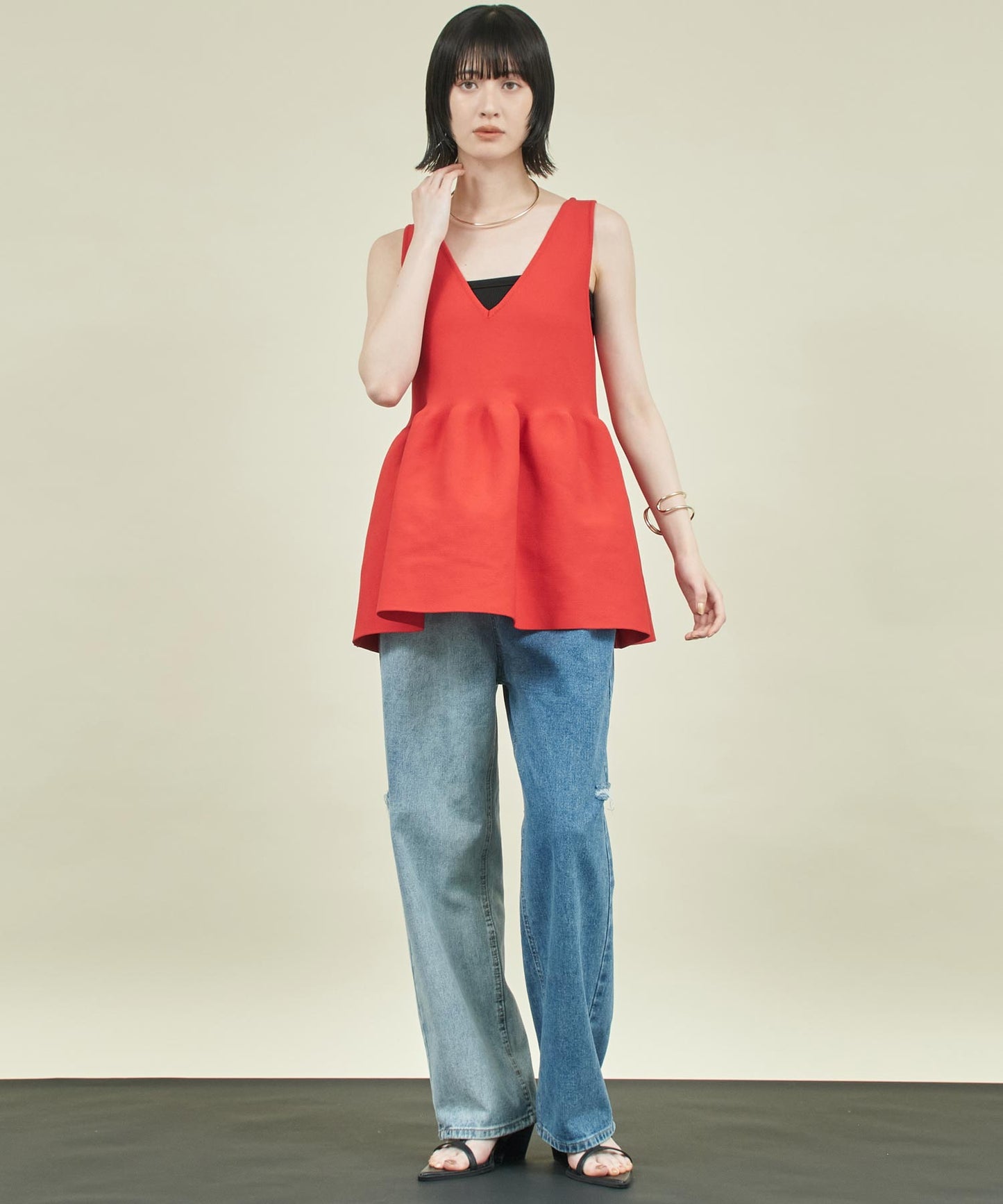 ドライタッチ ペプラム タンクトップ 363-9703