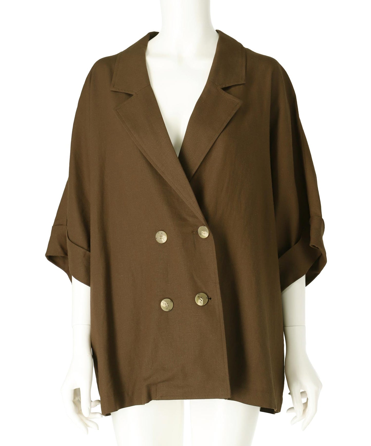 リネン混 ダブル ハーフスリーブ ジャケット 365-9633