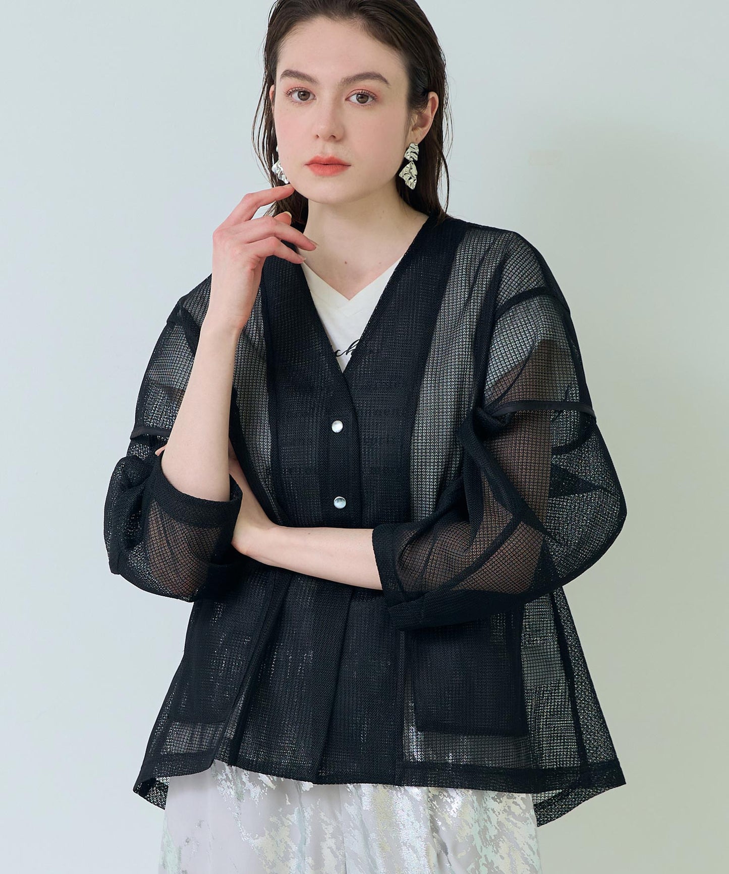 Eimee Law メッシュ コクーン スリーブ ジャケット 365-9684