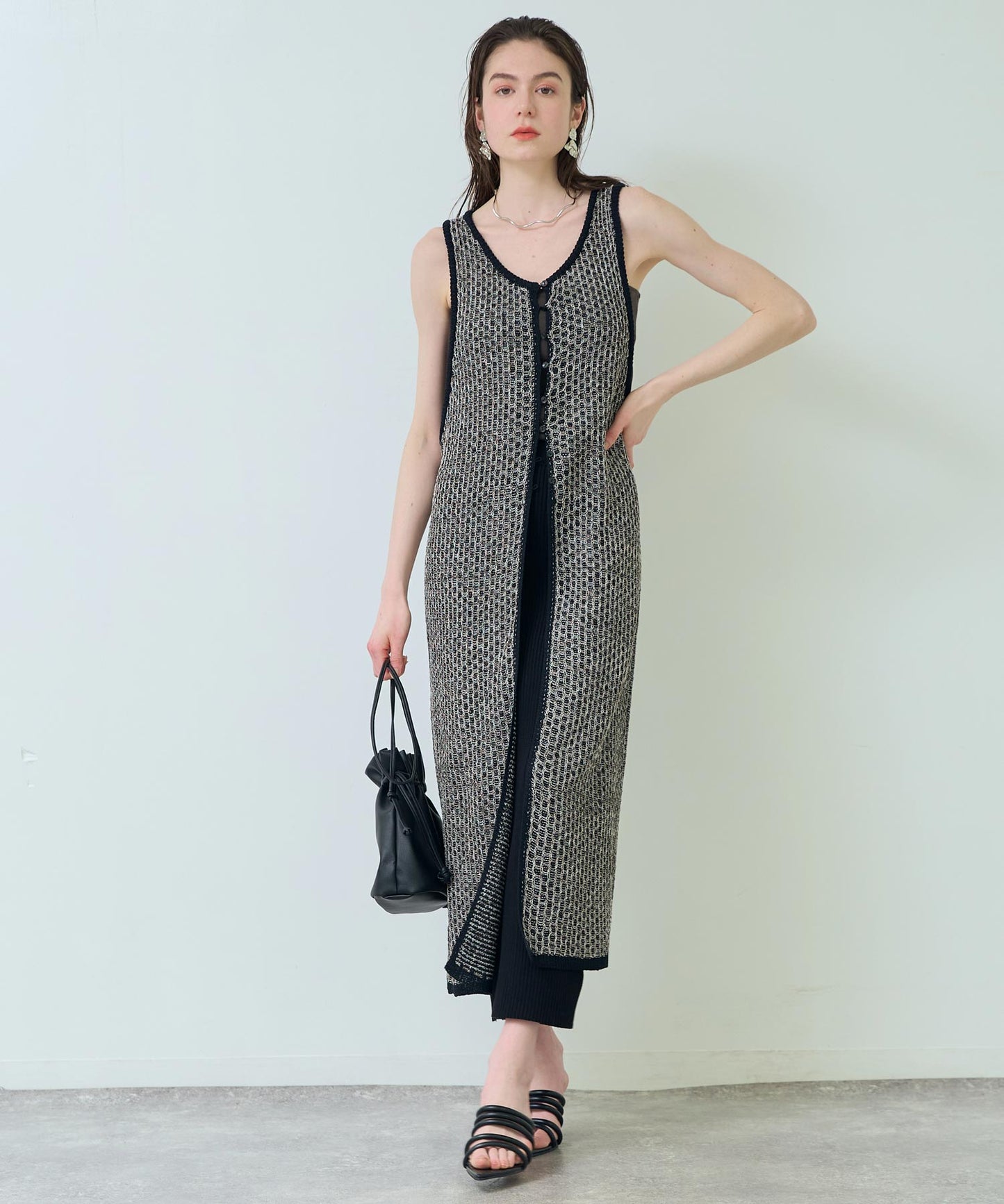 2WAY ミックスニット ジレ ワンピース 367-9652