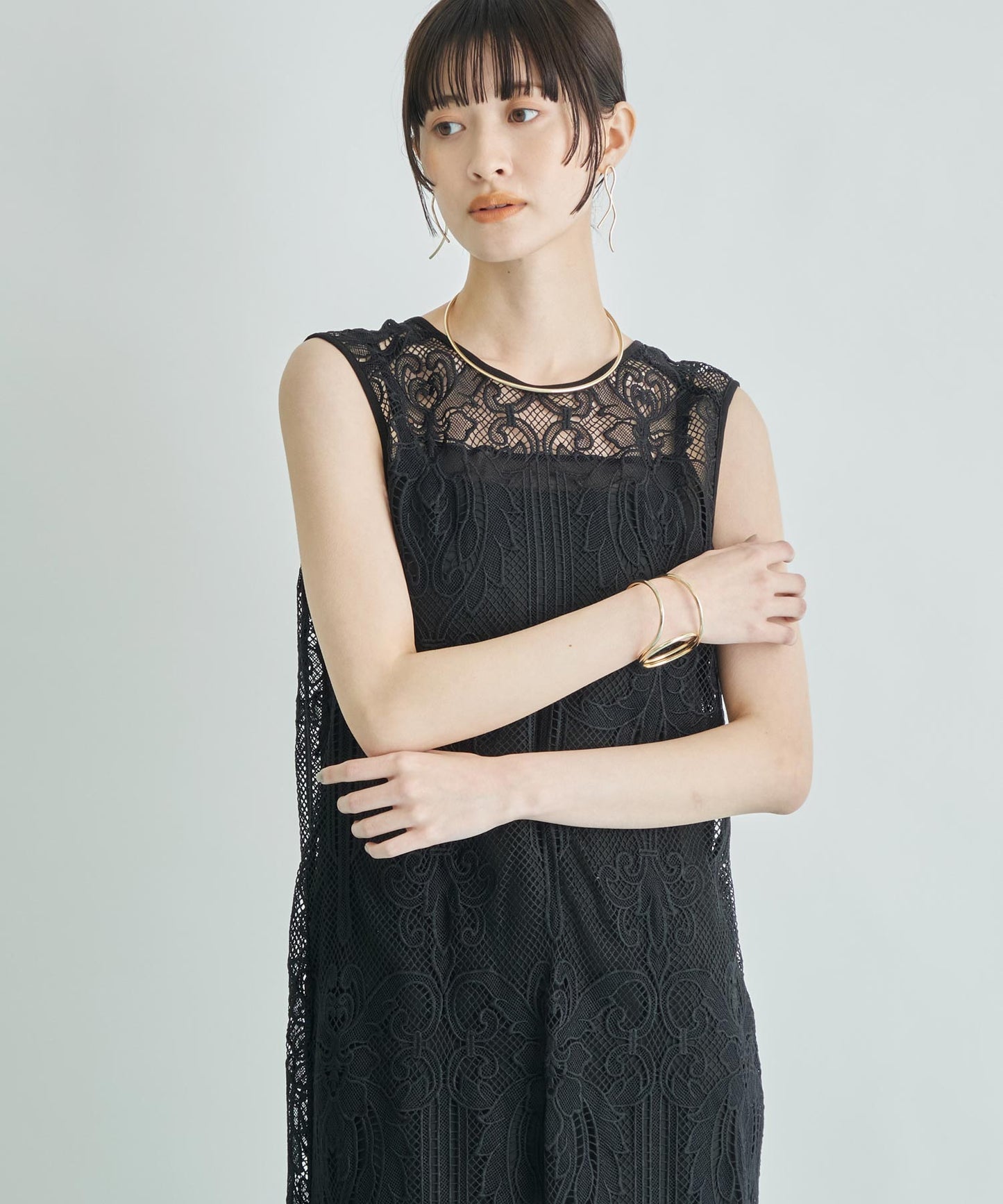 ANDRESD ケミカル レース ジップ デザイン 2WAY ワンピース 367-9696