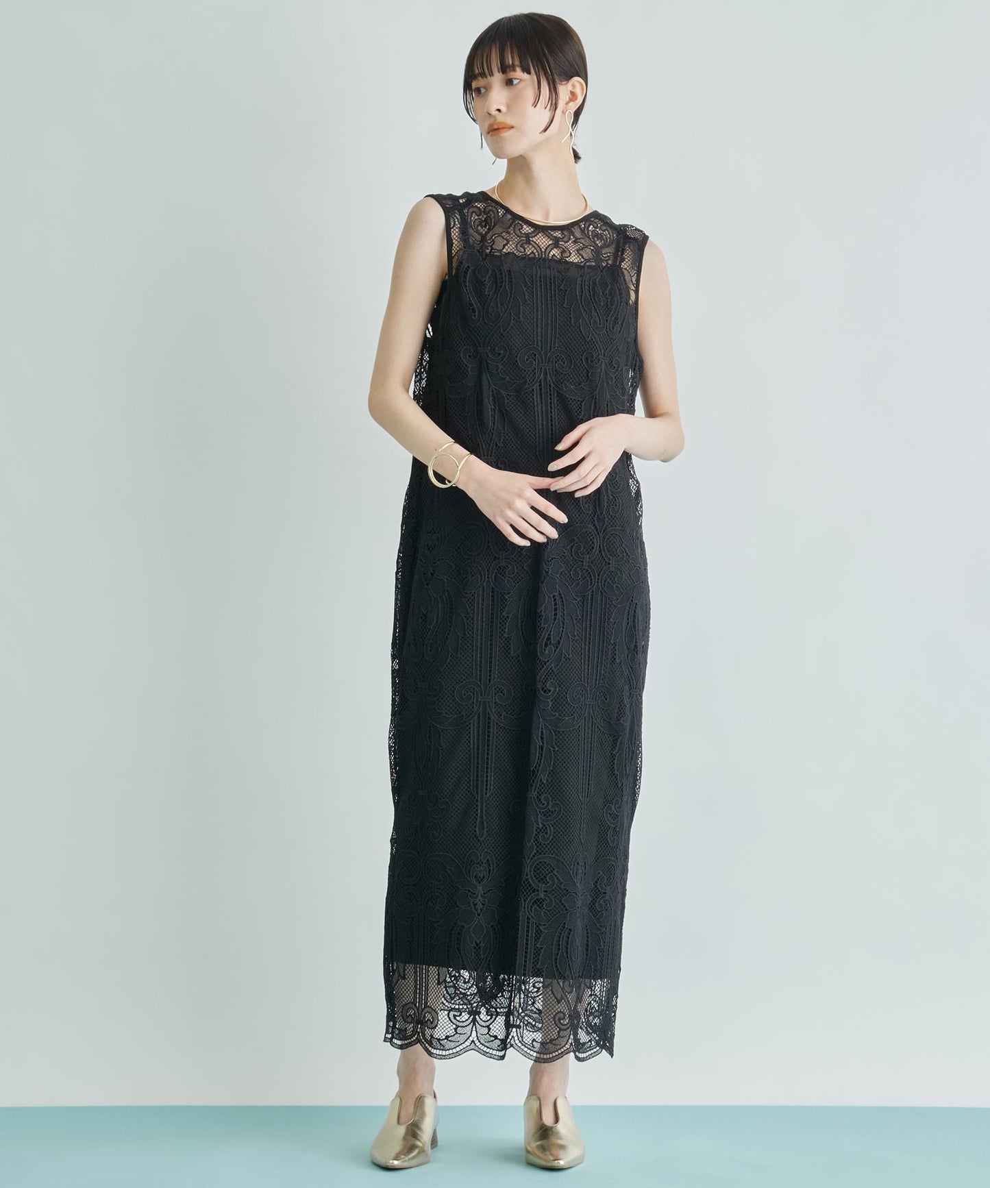 ANDRESD ケミカル レース ジップ デザイン 2WAY ワンピース 367-9696