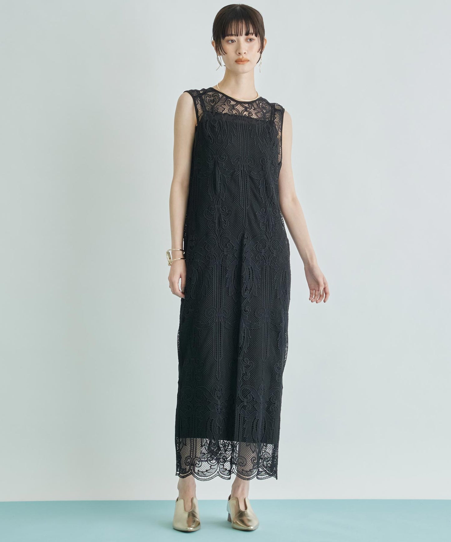 ANDRESD ケミカル レース ジップ デザイン 2WAY ワンピース 367-9696