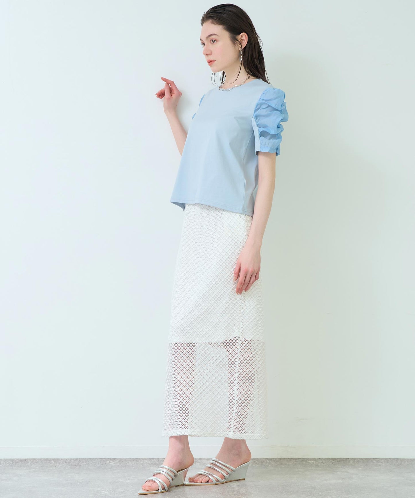 メタリック チューブストラップ ウェッジソール サンダル 369-9658