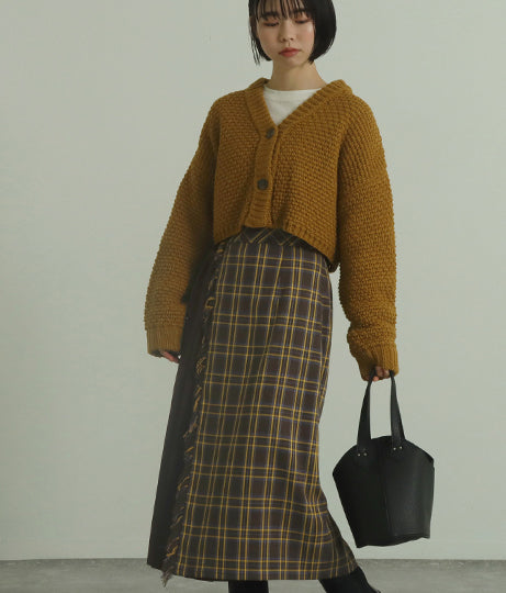 【低身長向けサイズ】チェック プリーツ巻き スカート 83847