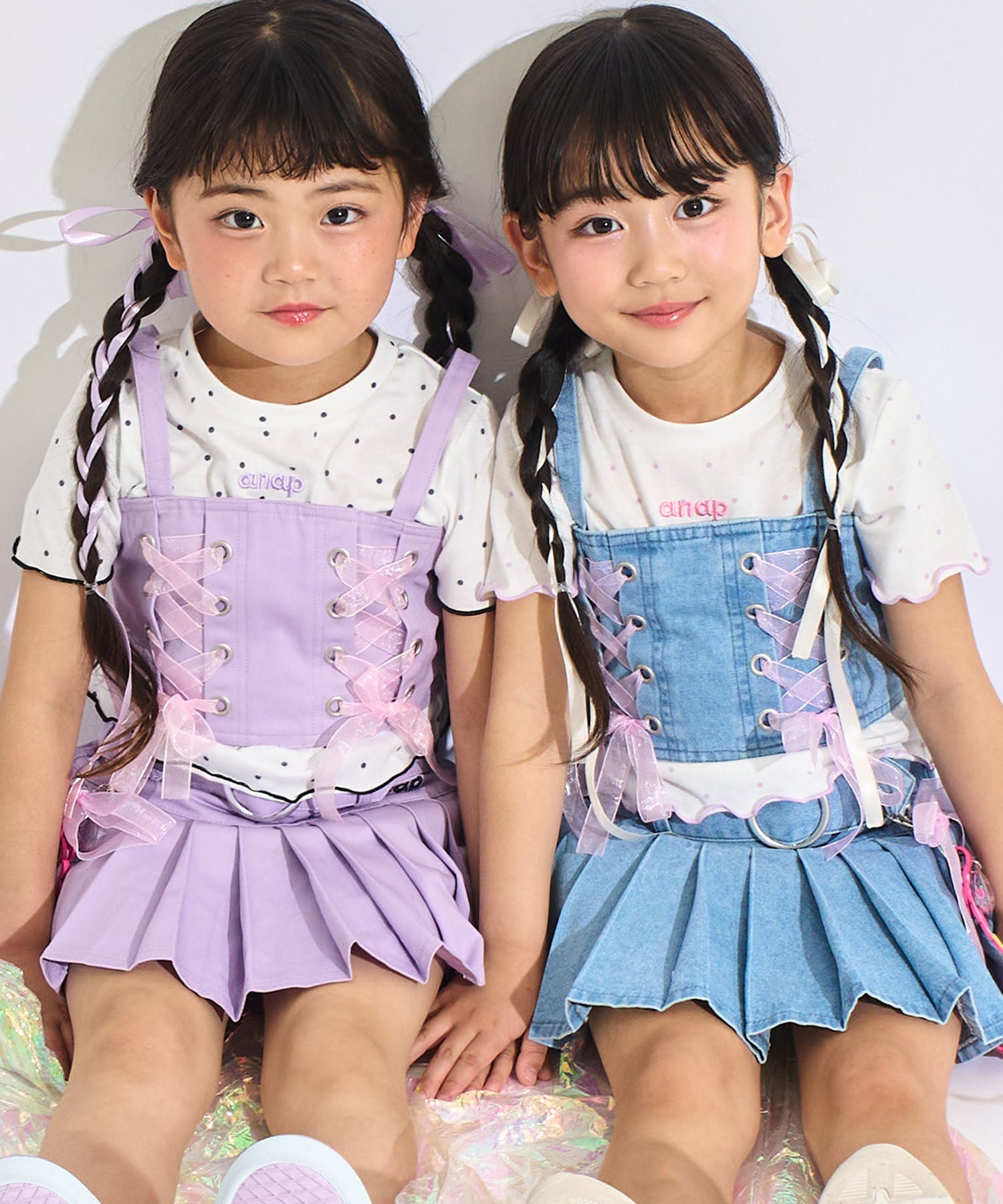 ダブルスピンドル ビスチェ × ドット柄Tシャツ セット 428-3616 – ANAP
