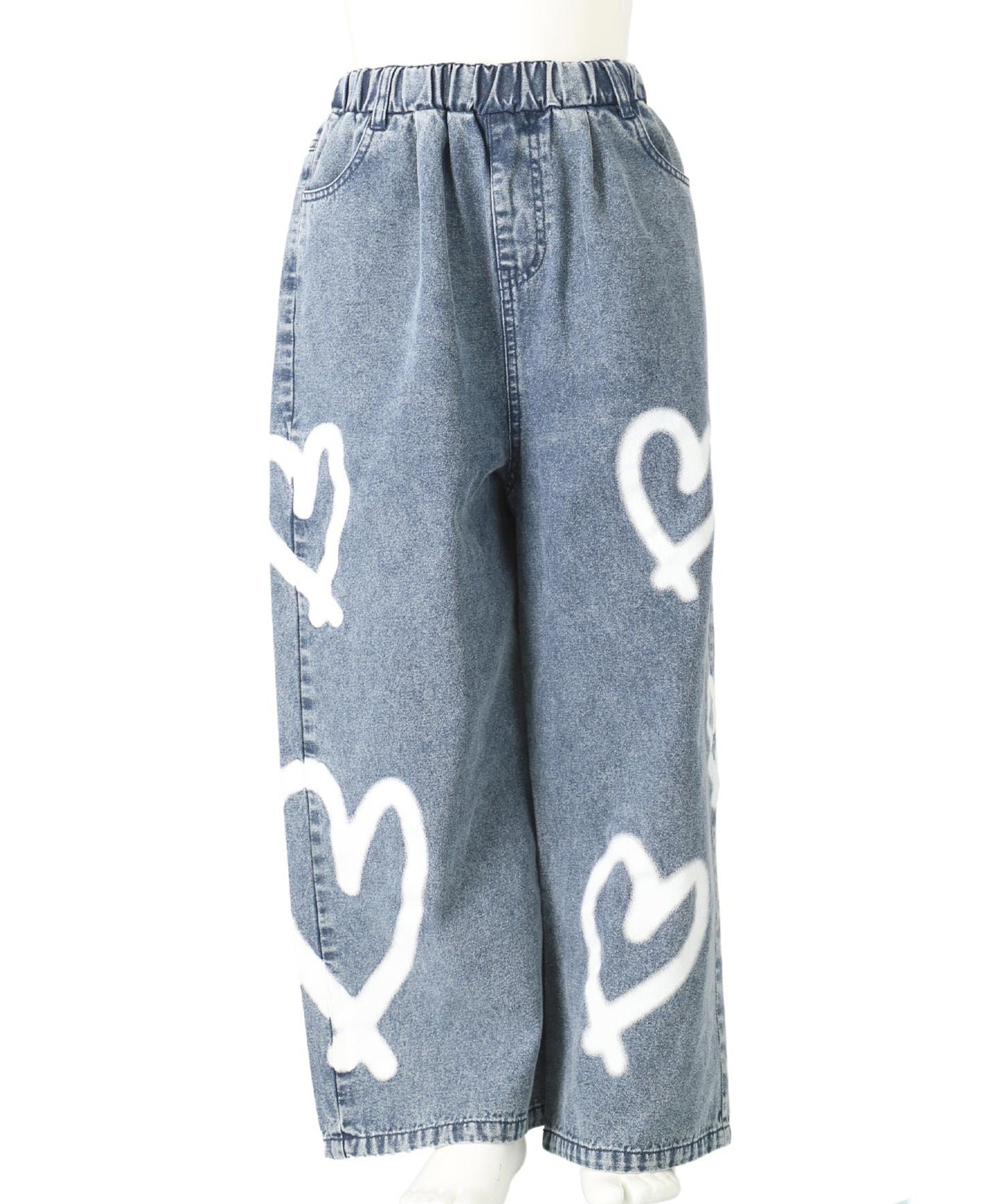 ハート ペイント デニム ワイド パンツ 422-3384