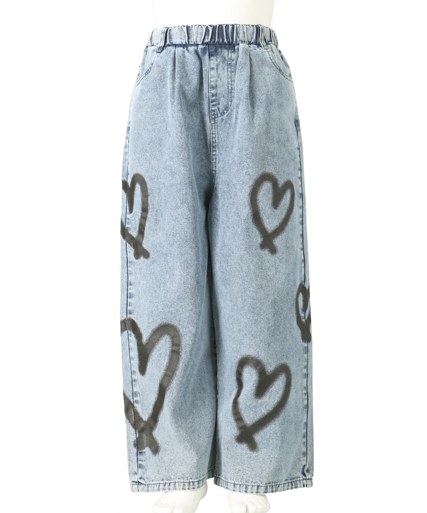 ハート ペイント デニム ワイド パンツ 422-3384