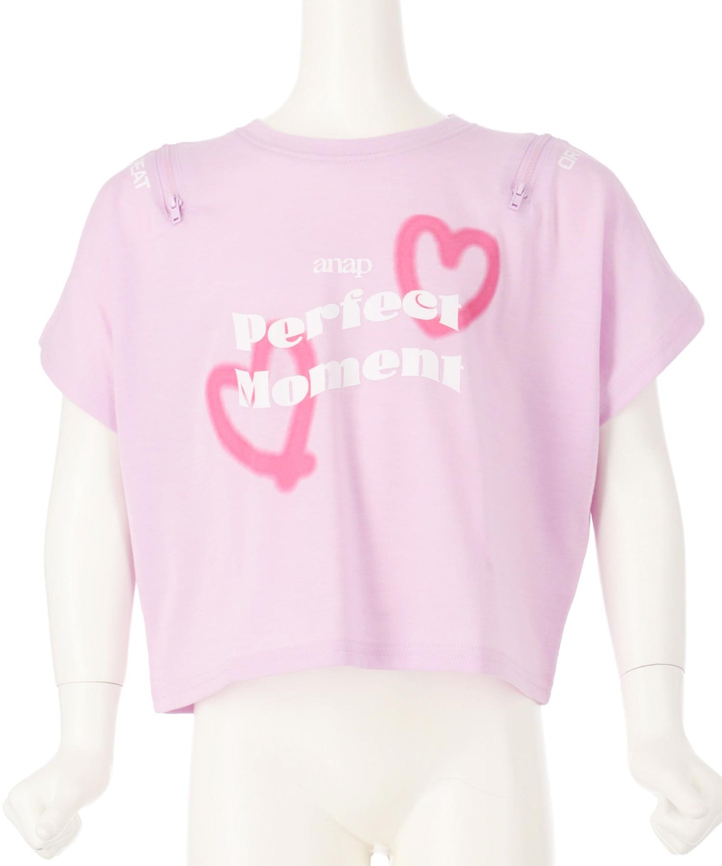 ハート スプレー 肩ジップ Tシャツ トップス 423-3383