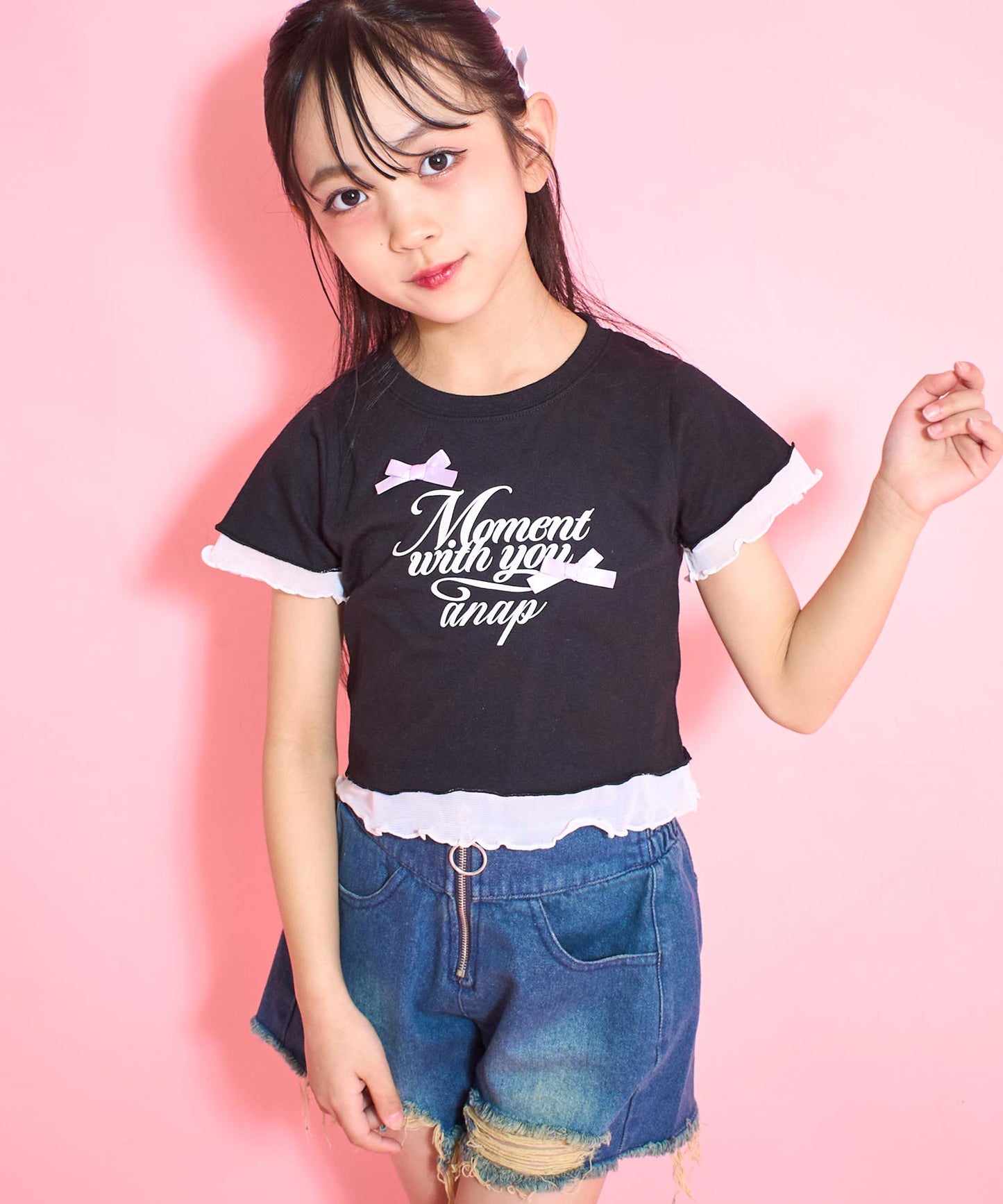 裾 メロー リボン Tシャツトップス 423-3388