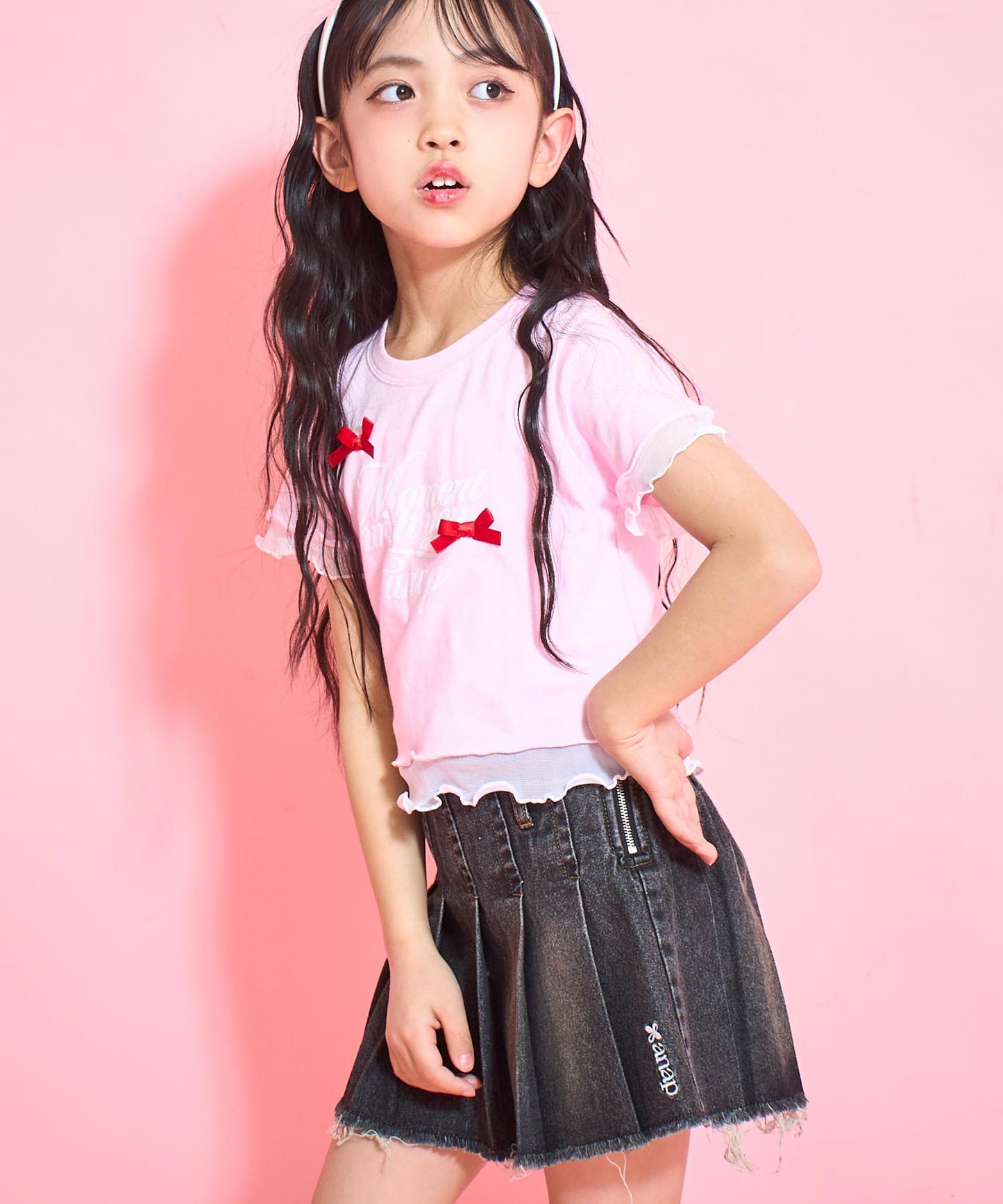 裾 メロー リボン Tシャツトップス 423-3388