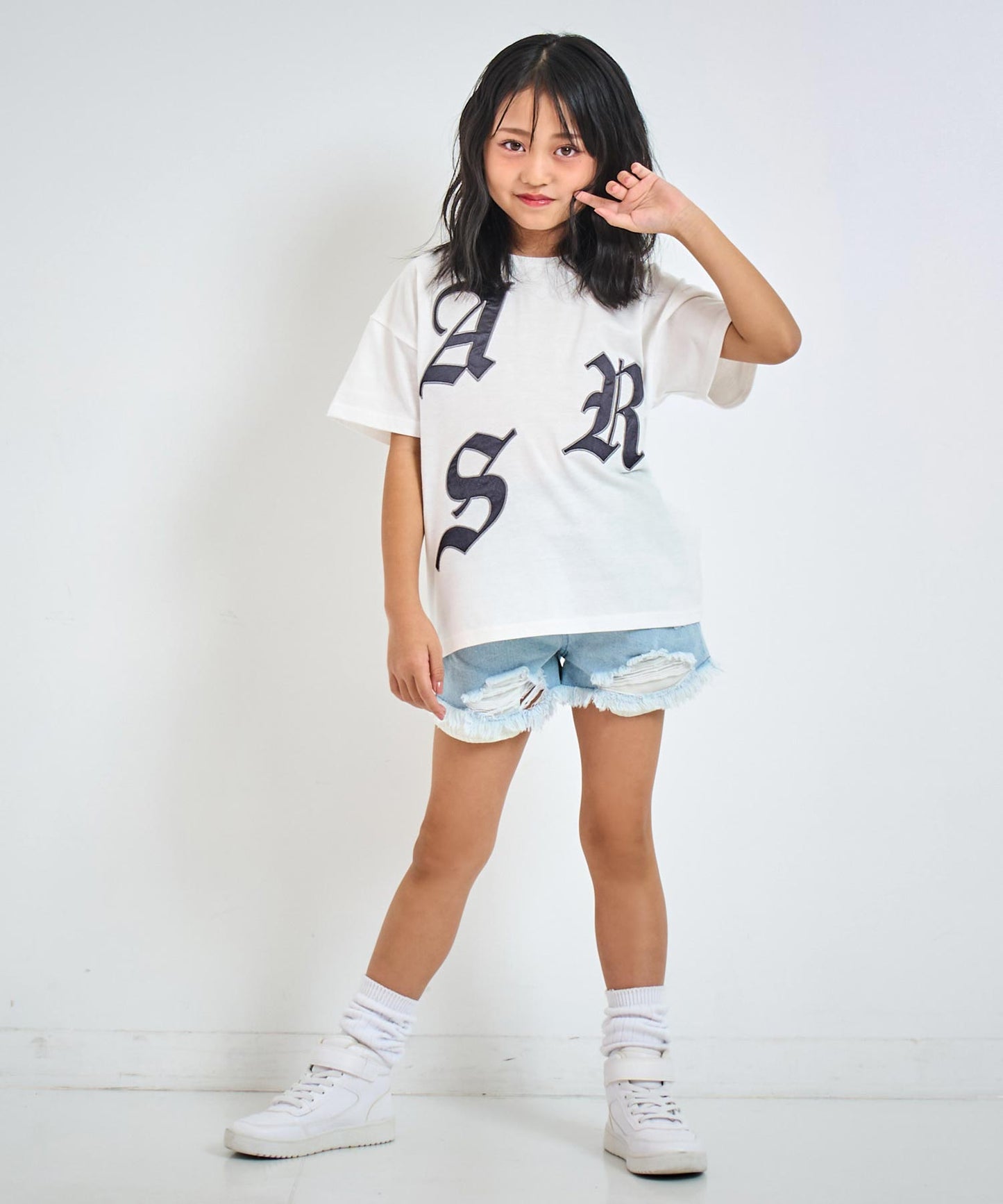 ランダム ワッペン ロゴ Tシャツ (ジュニアお揃い) 【ユニセックス】423-3393