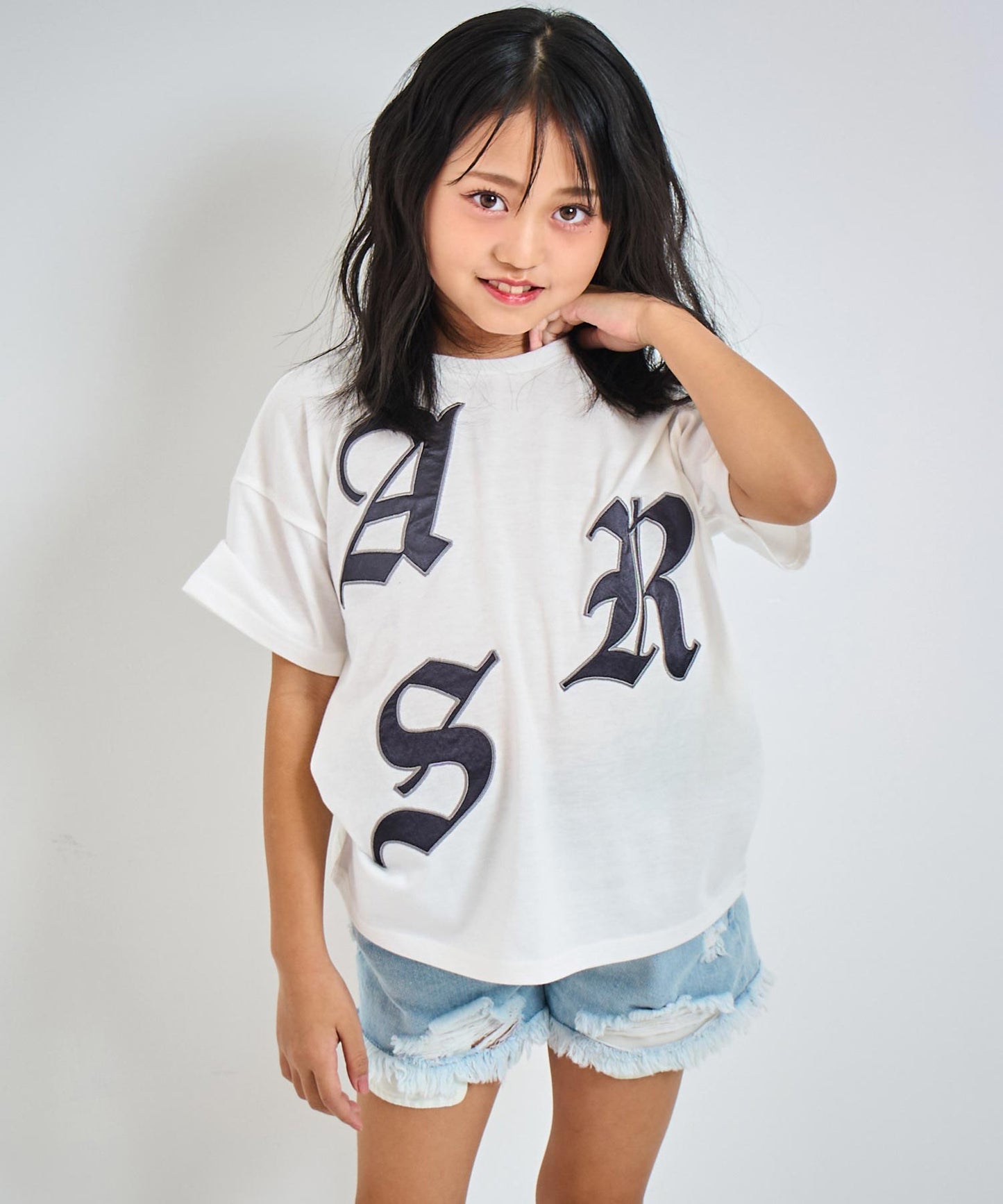 ランダム ワッペン ロゴ Tシャツ (ジュニアお揃い) 【ユニセックス】423-3393