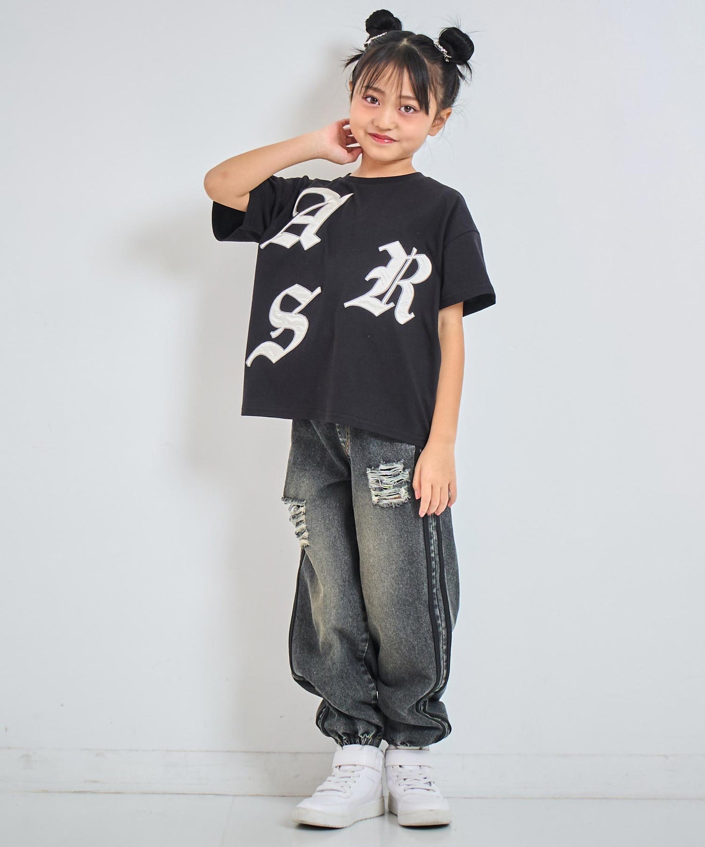 ランダム ワッペン ロゴ Tシャツ (ジュニアお揃い) 【ユニセックス】423-3393
