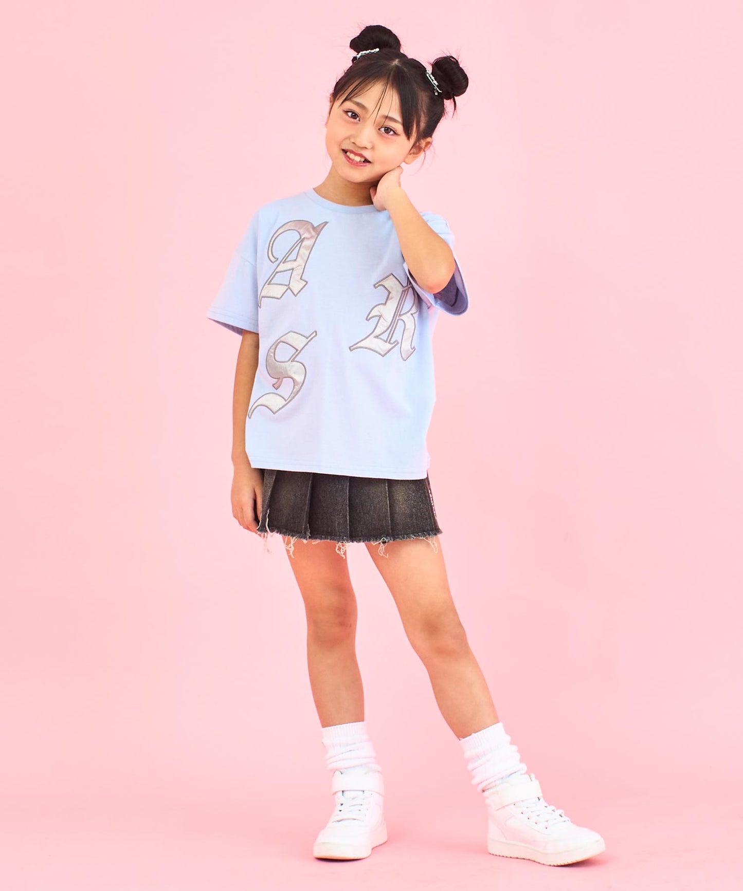 ランダム ワッペン ロゴ Tシャツ (ジュニアお揃い) 【ユニセックス】423-3393