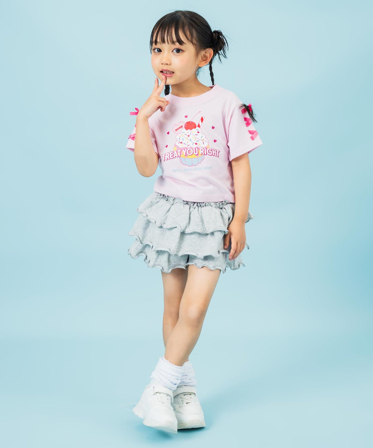 袖スピンドル カップケーキプリントTシャツ 423-3423