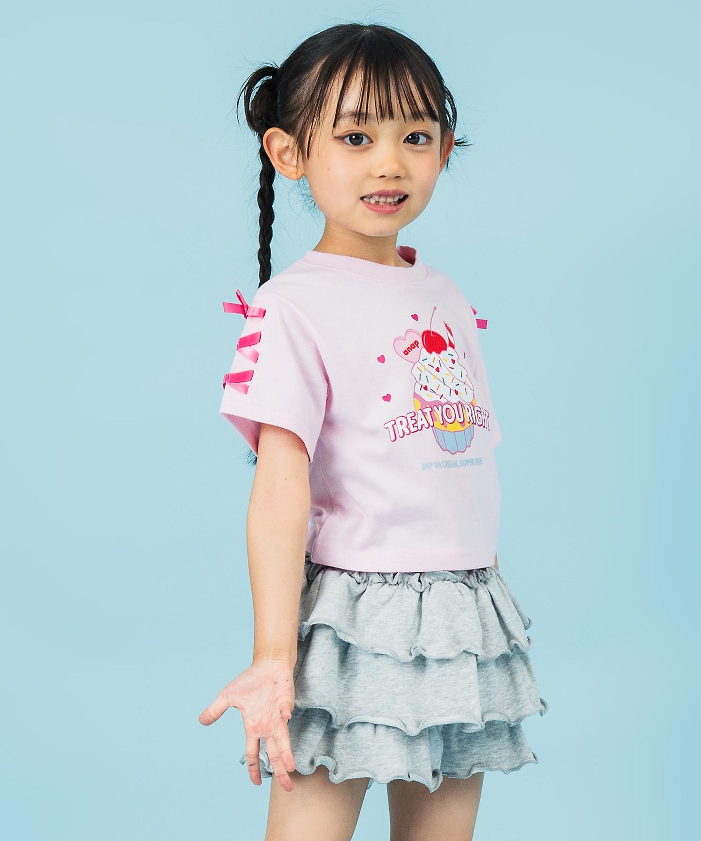袖スピンドル カップケーキプリントTシャツ 423-3423