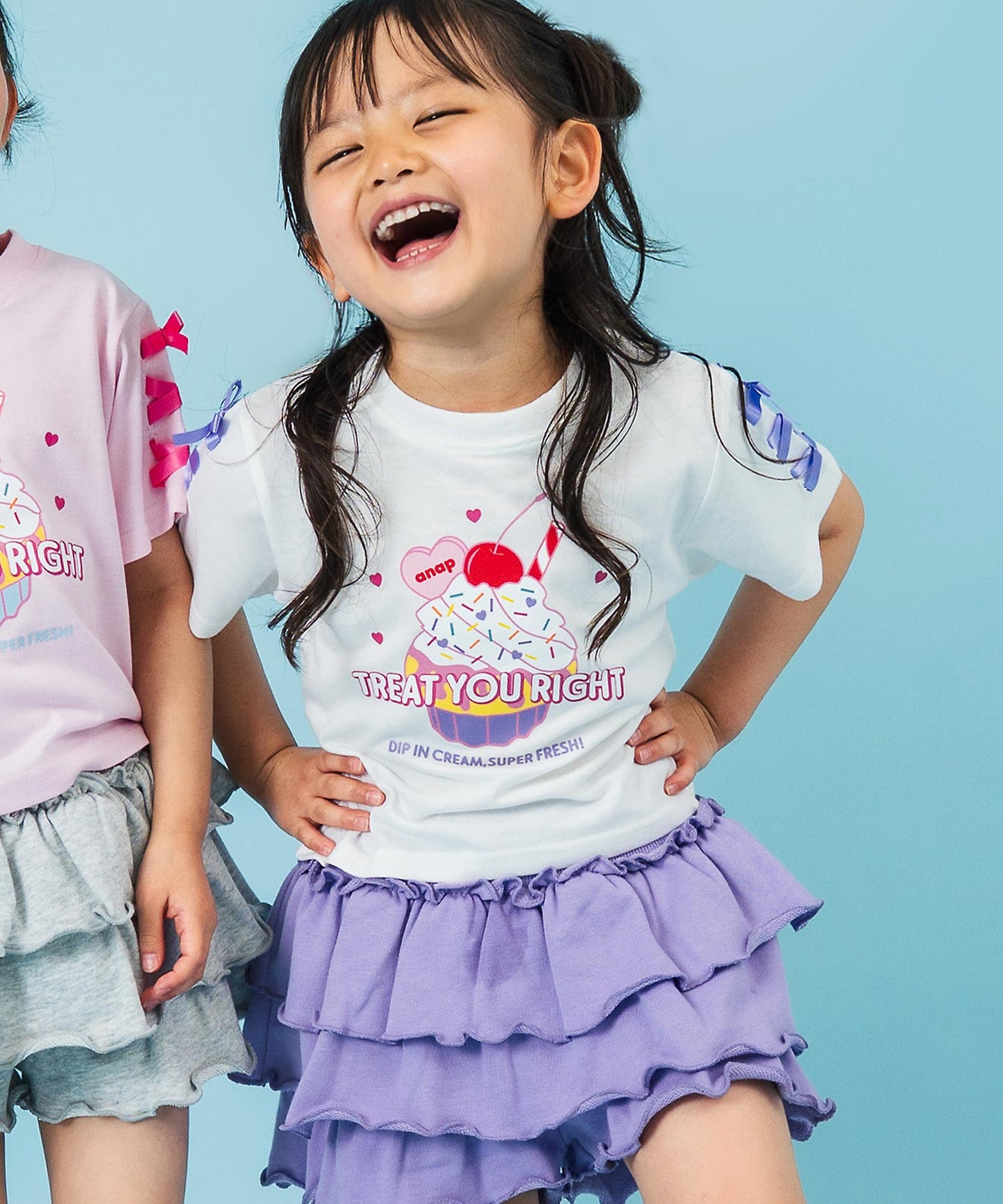 袖スピンドル カップケーキプリントTシャツ 423-3423