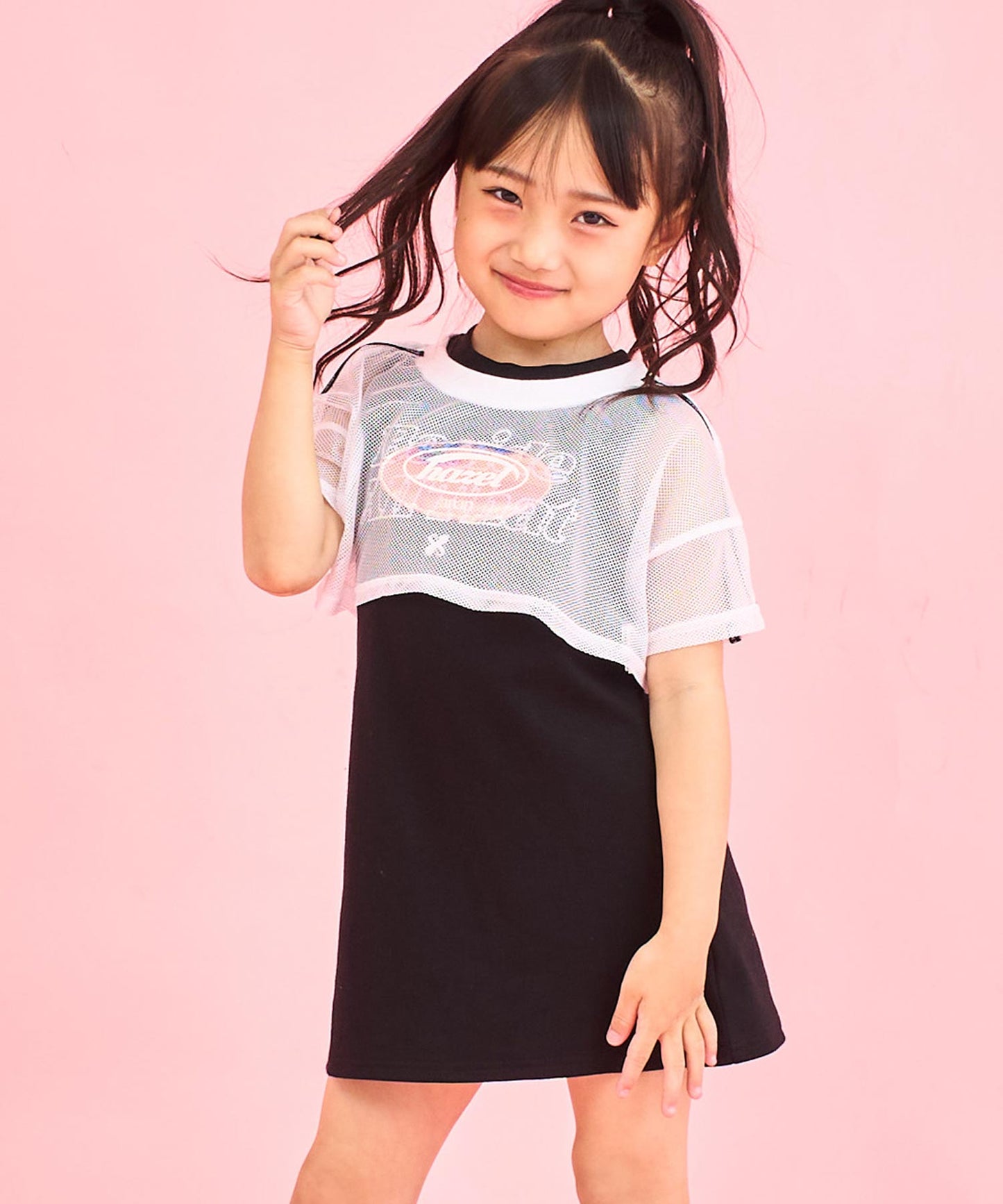 ショート メッシュ トップス × ノースリーブ ワンピース SET 428-3386