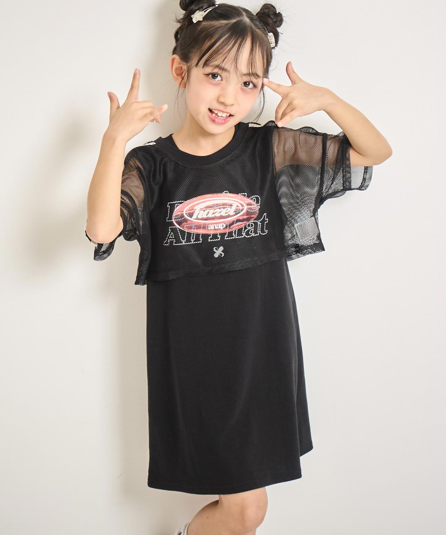 ショート メッシュ トップス × ノースリーブ ワンピース SET 428-3386