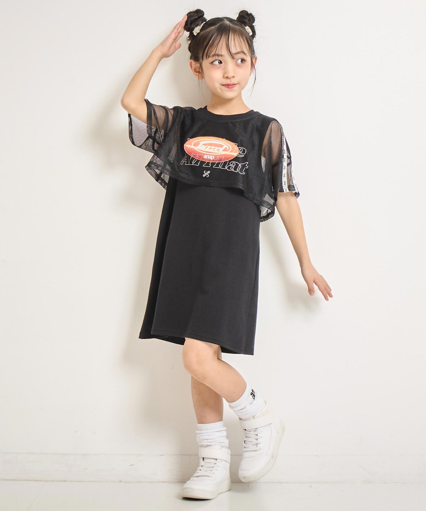ショート メッシュ トップス × ノースリーブ ワンピース SET 428-3386