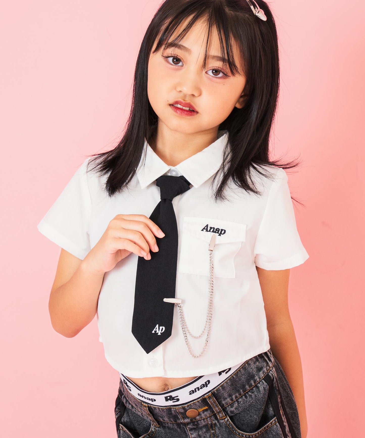 チェーン ネクタイ付き 半袖シャツ【ジュニアお揃い】 428-3399