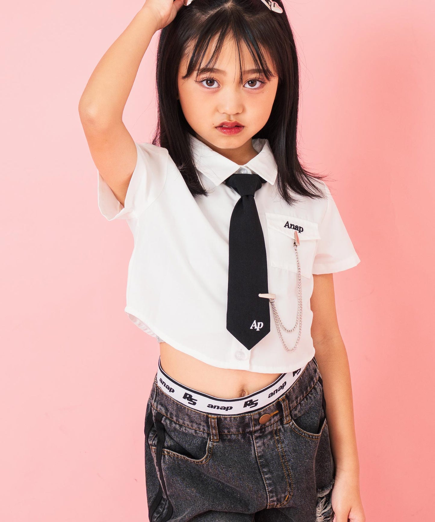 チェーン ネクタイ付き 半袖シャツ【ジュニアお揃い】 428-3399