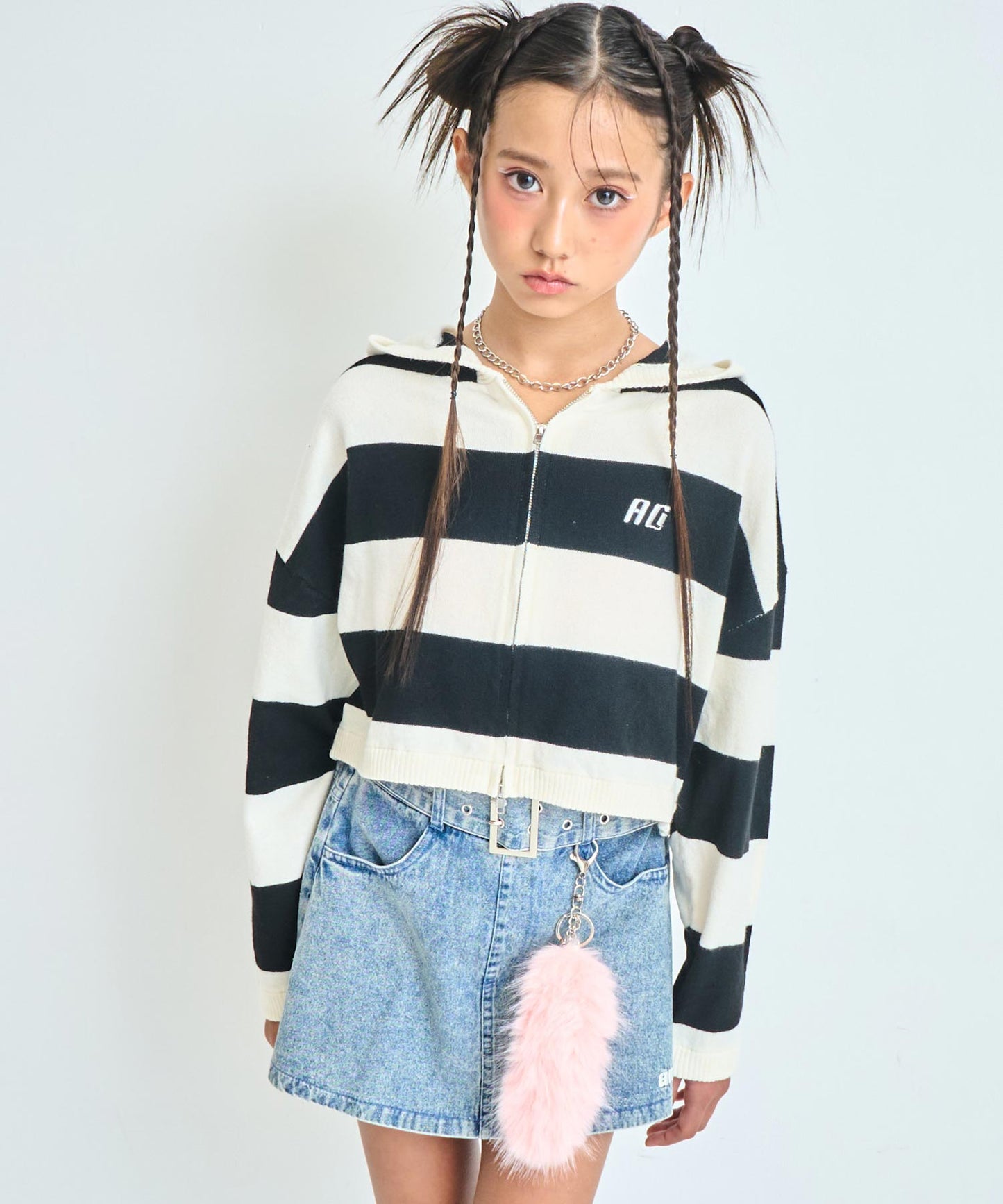 ファー シッポ付き フェイクベルトミニ スカパン【キッズお揃い】 911-7675