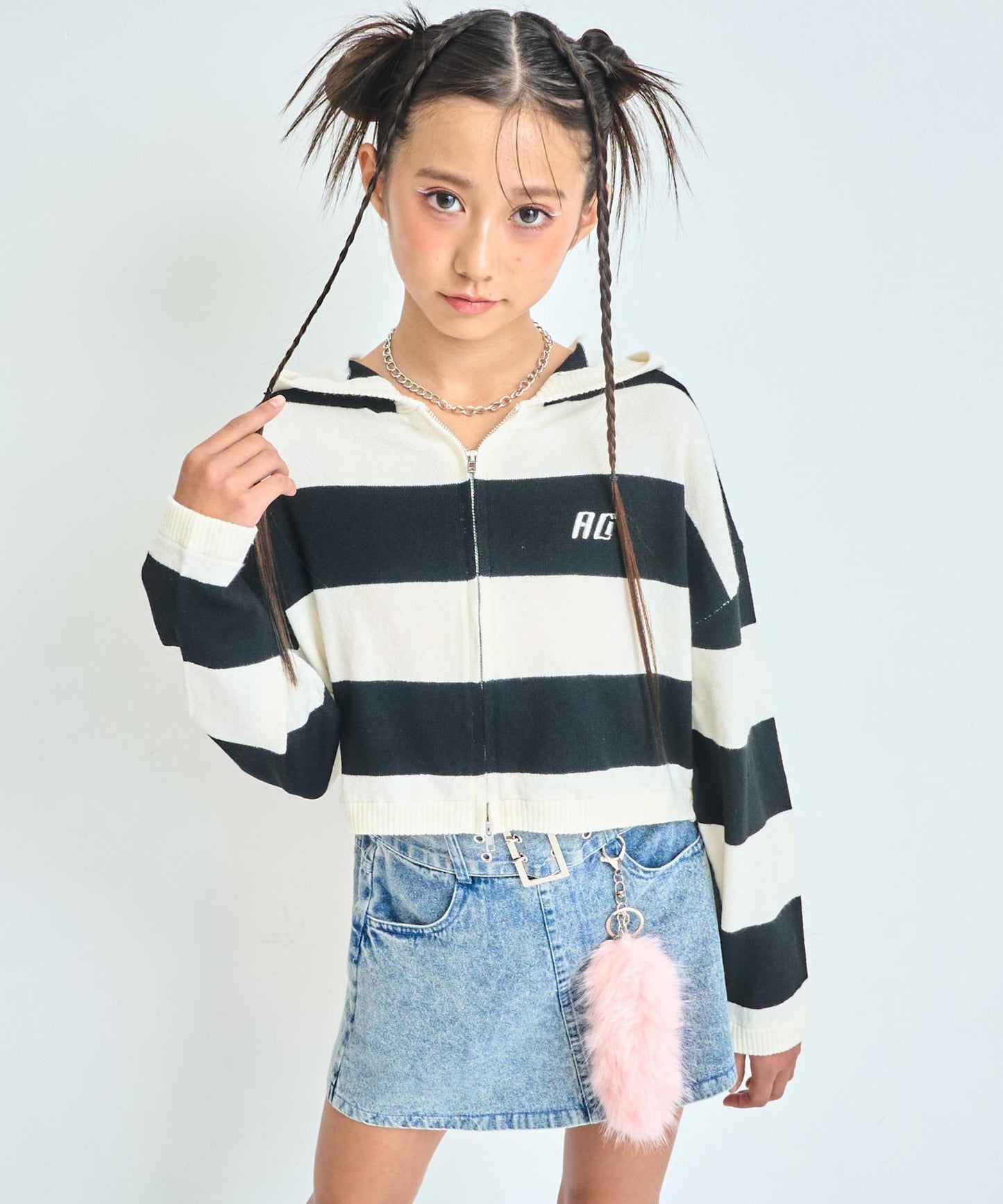 ファー シッポ付き フェイクベルトミニ スカパン【キッズお揃い】 911-7675