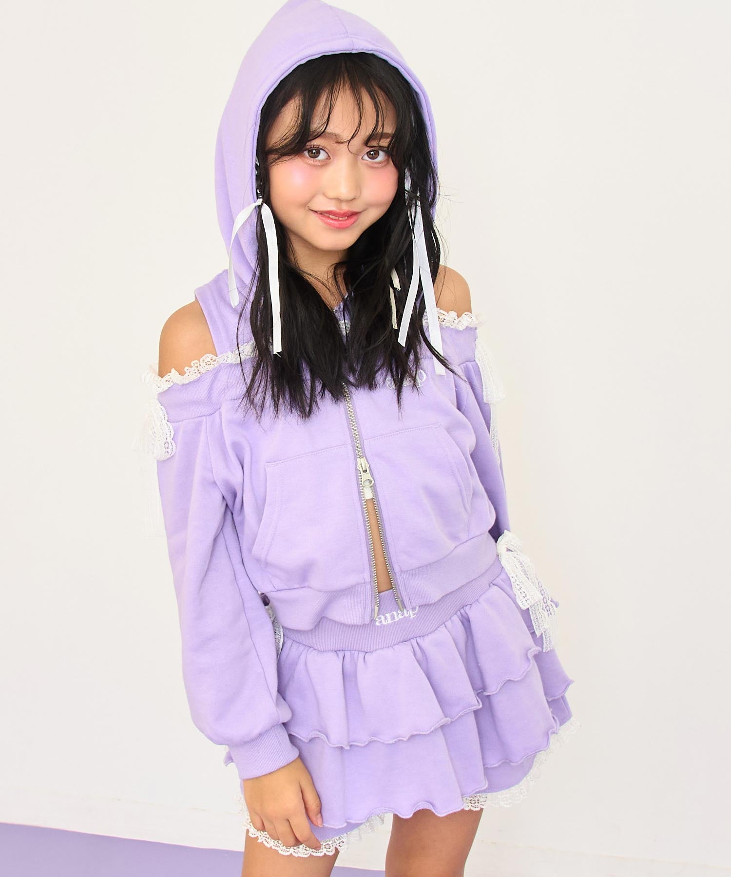 肩アキ パーカー × ティアード スカート セットアップ 428-3576 – ANAP
