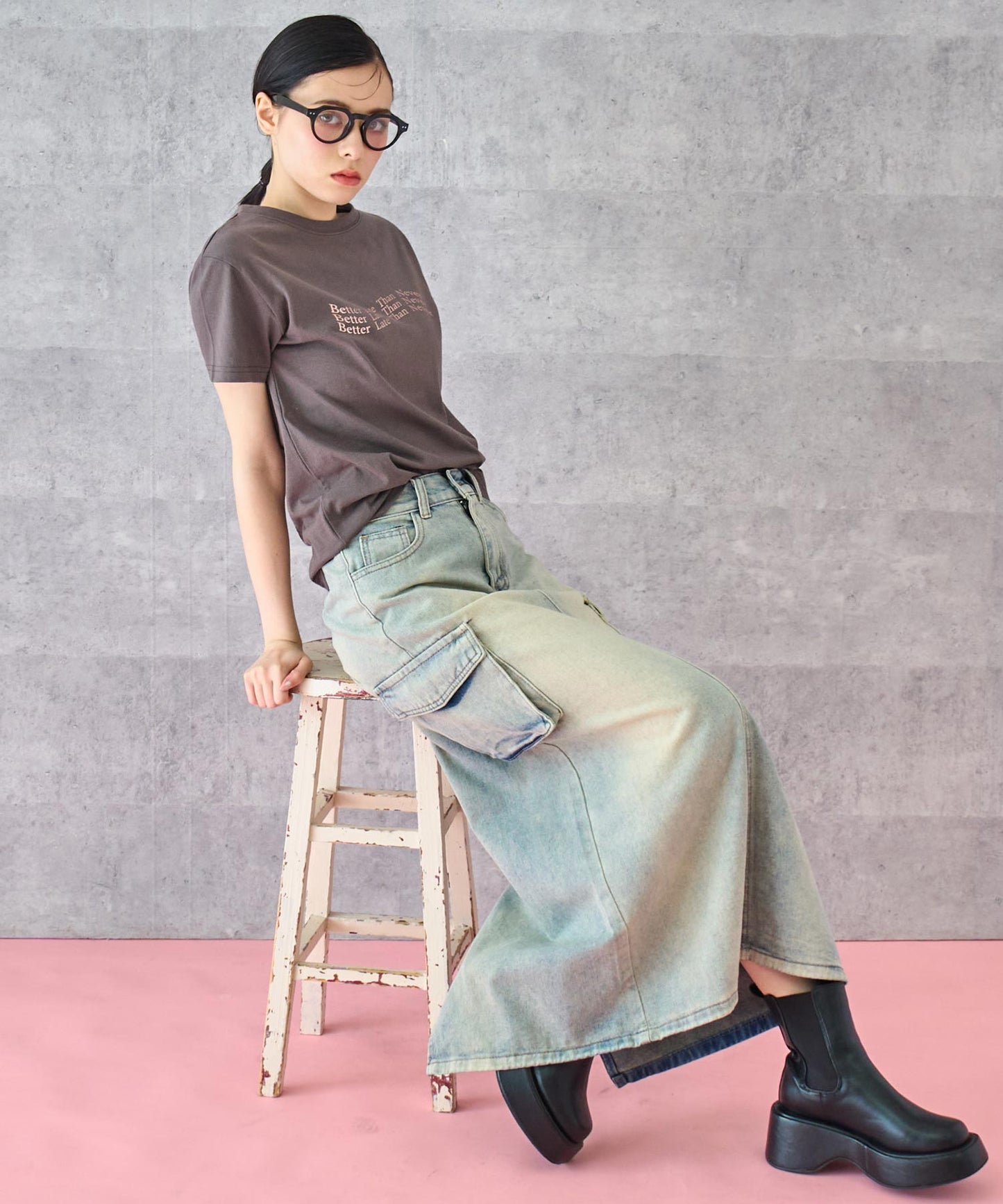 メタリック 箔プリント ロゴ ウェーブ Tシャツ 793-9223