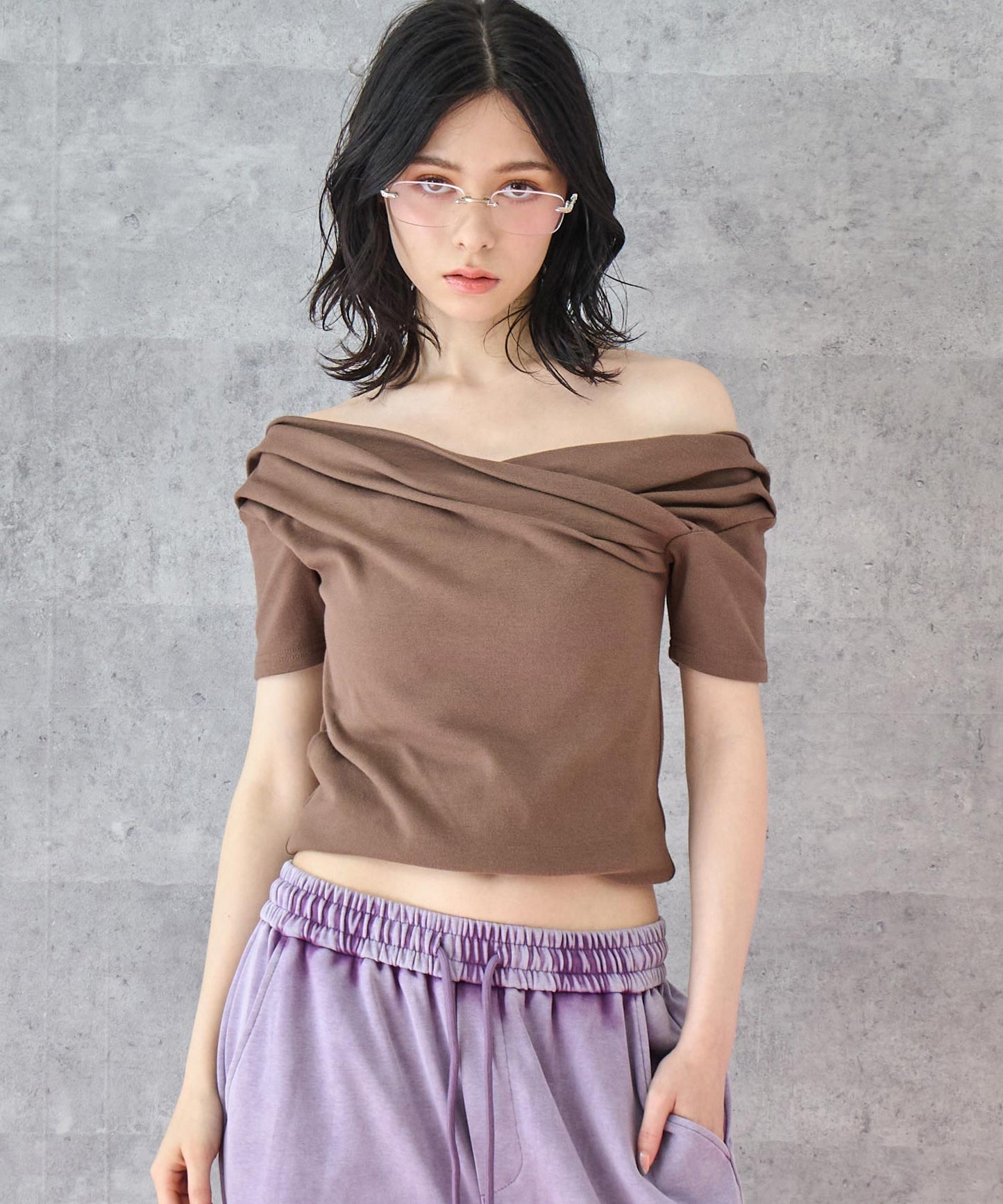 スムース 天竺 オフショル Tシャツ トップス 793-9224