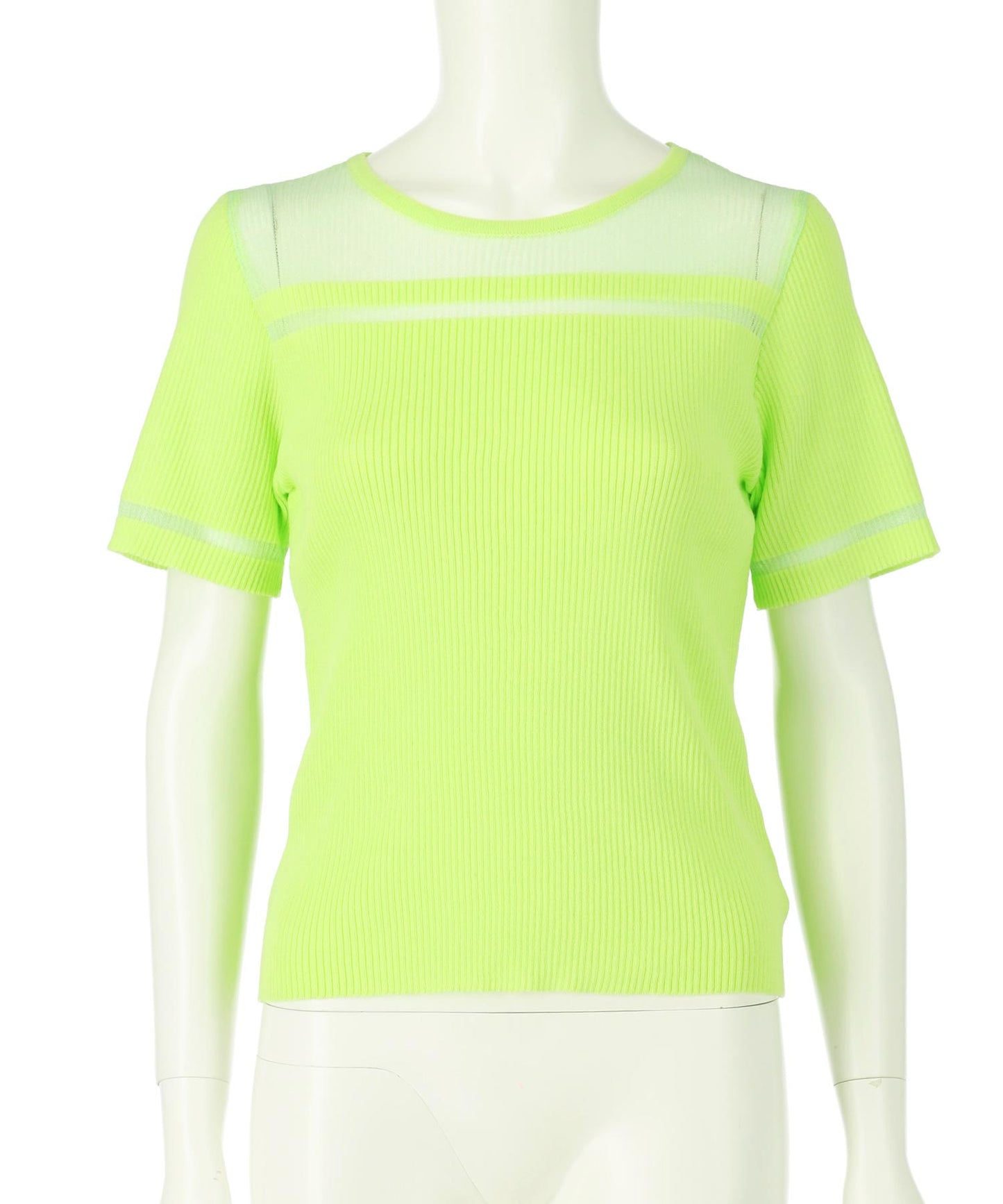 シアー 切り替え 半袖 ニット トップス 793-9242