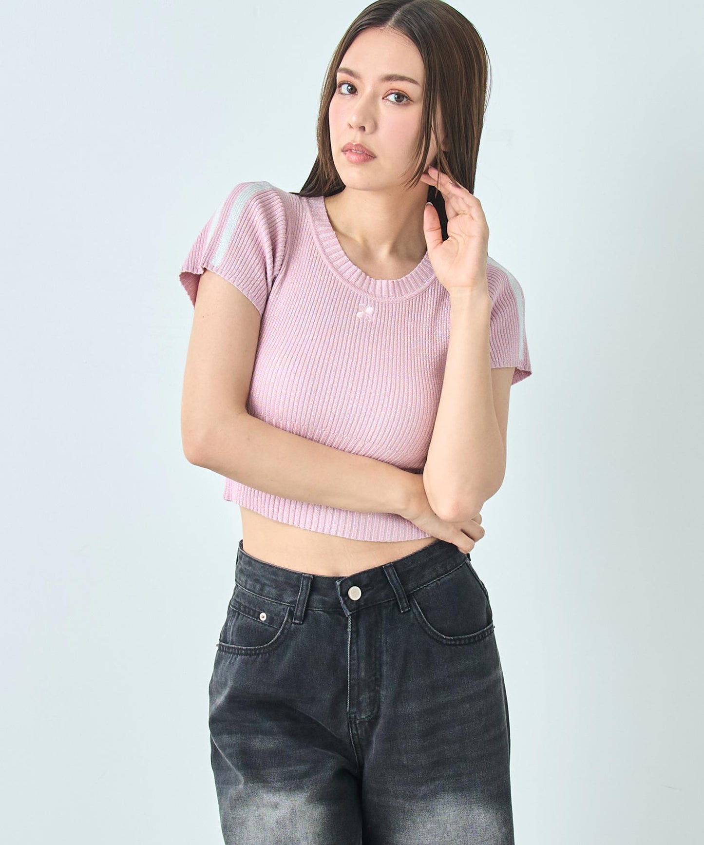 ラメ 肩 ライン ニット トップス 793-9266