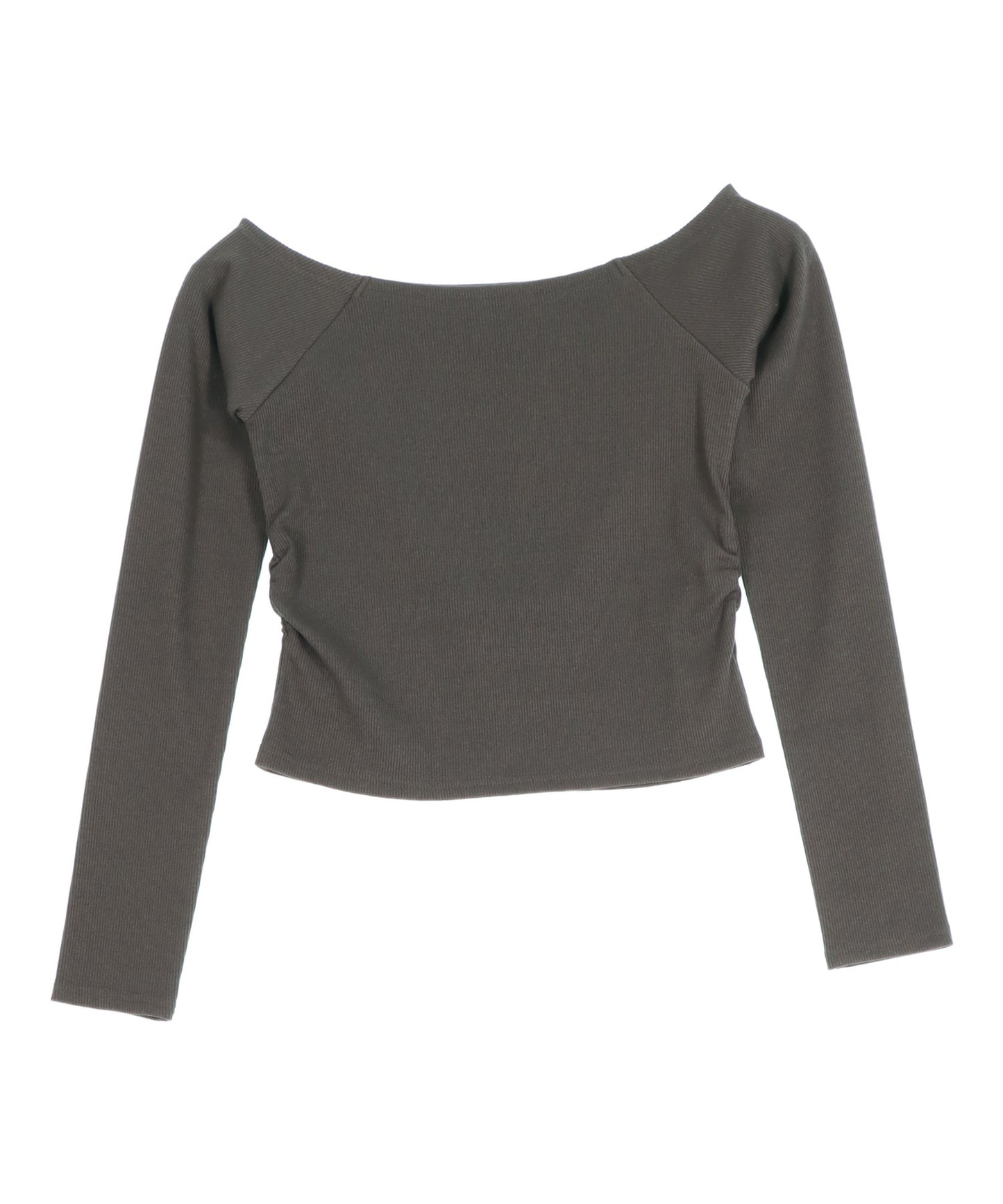 サイド ギャザー オフショルダー リブ トップス 793-9393