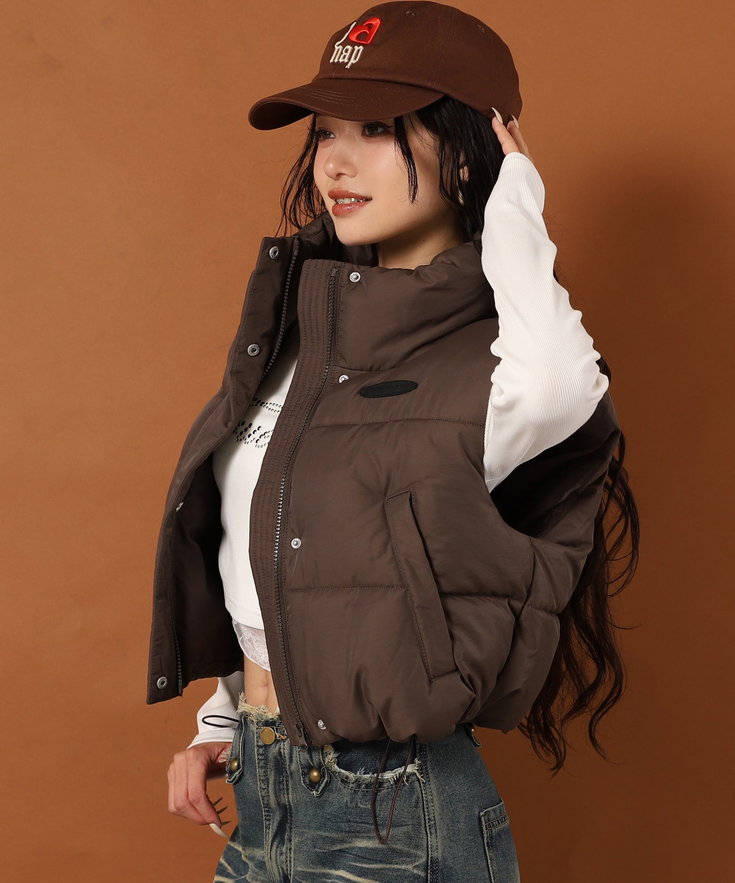 ナイロン ファイバー ダウン ショート ベスト 795-9366