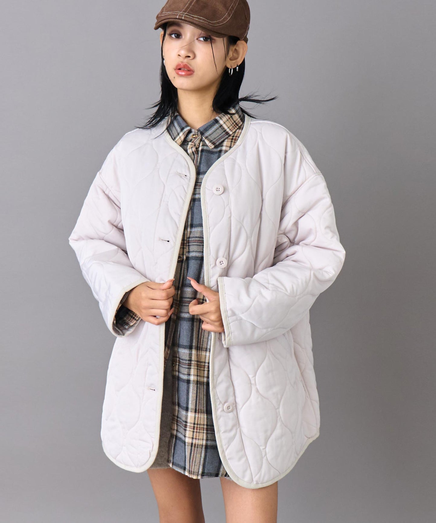 裏地付き オーバーサイズ キルティング コート 796-9399